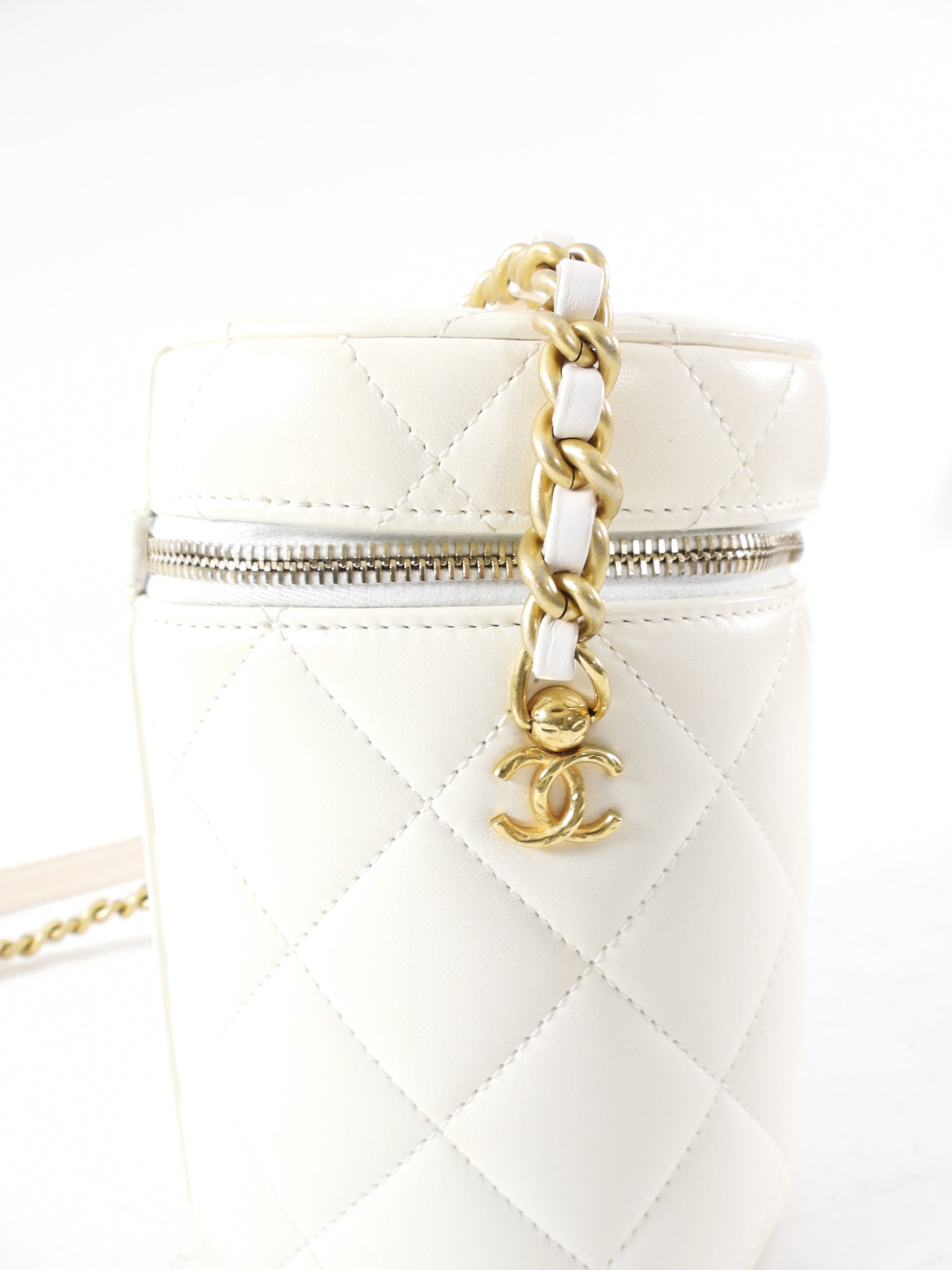 Chanel White Quilted Leather Side Note Vanity Bag - Luxury Crossbody Bag for Women, Perfect for Evening Parties & Date Nights