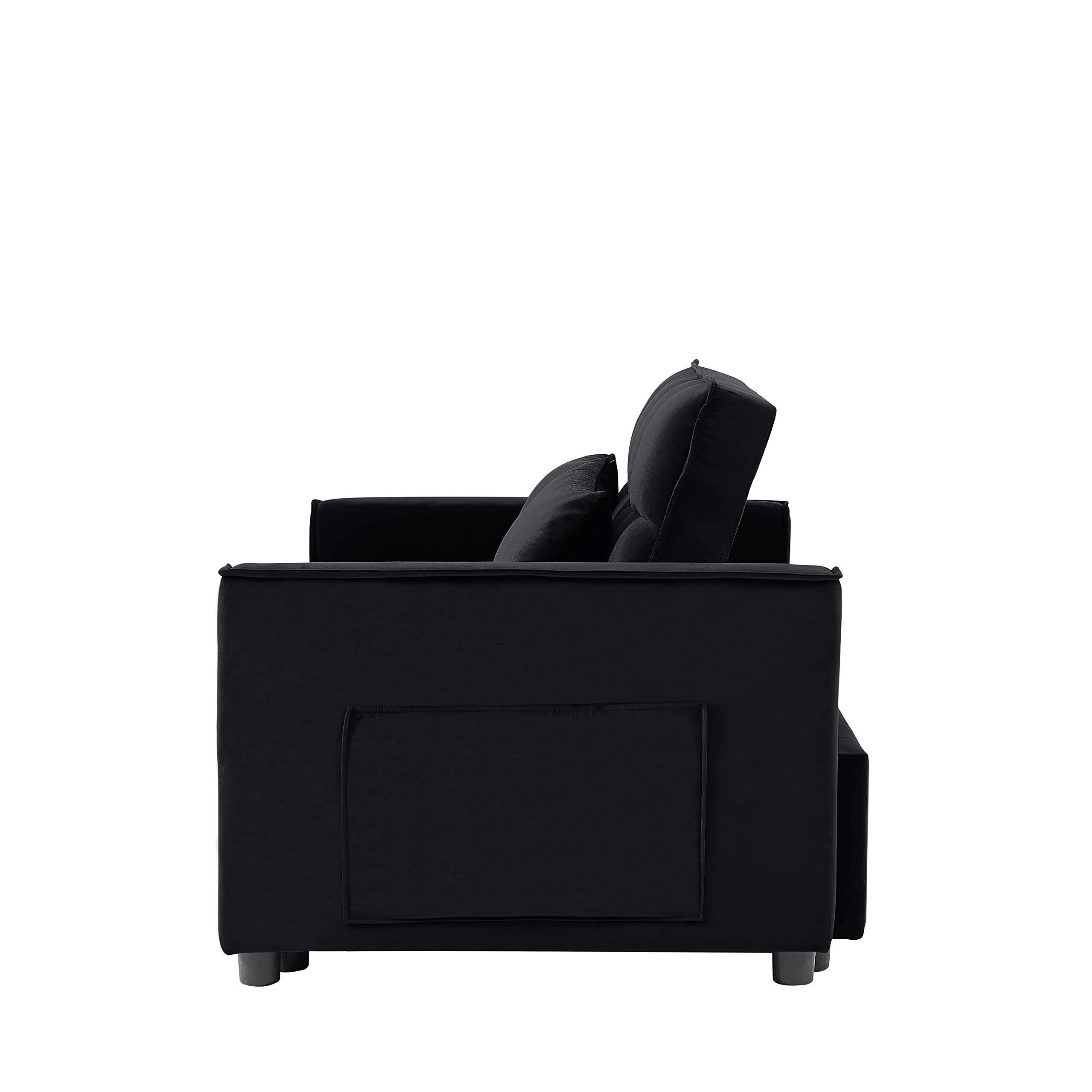 KLMM Modern Convertible Sofa Bed with Adjustable Backrest & 2 Lumbar Pillows - Velvet Loveseat Sleeper Sofa with Pull-Out Bed for Small Spaces | Perfect for Studio Apartments, Guest Rooms & Home Offices