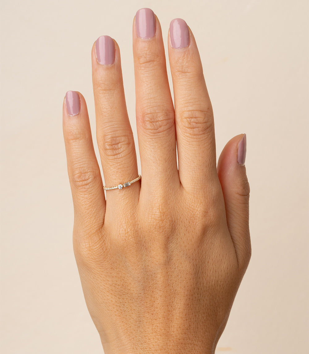 14K Gold Emerald Cut Diamond Stacking Ring for Women - Elegant Wedding Band, Anniversary Gift, or Everyday Luxury Jewelry