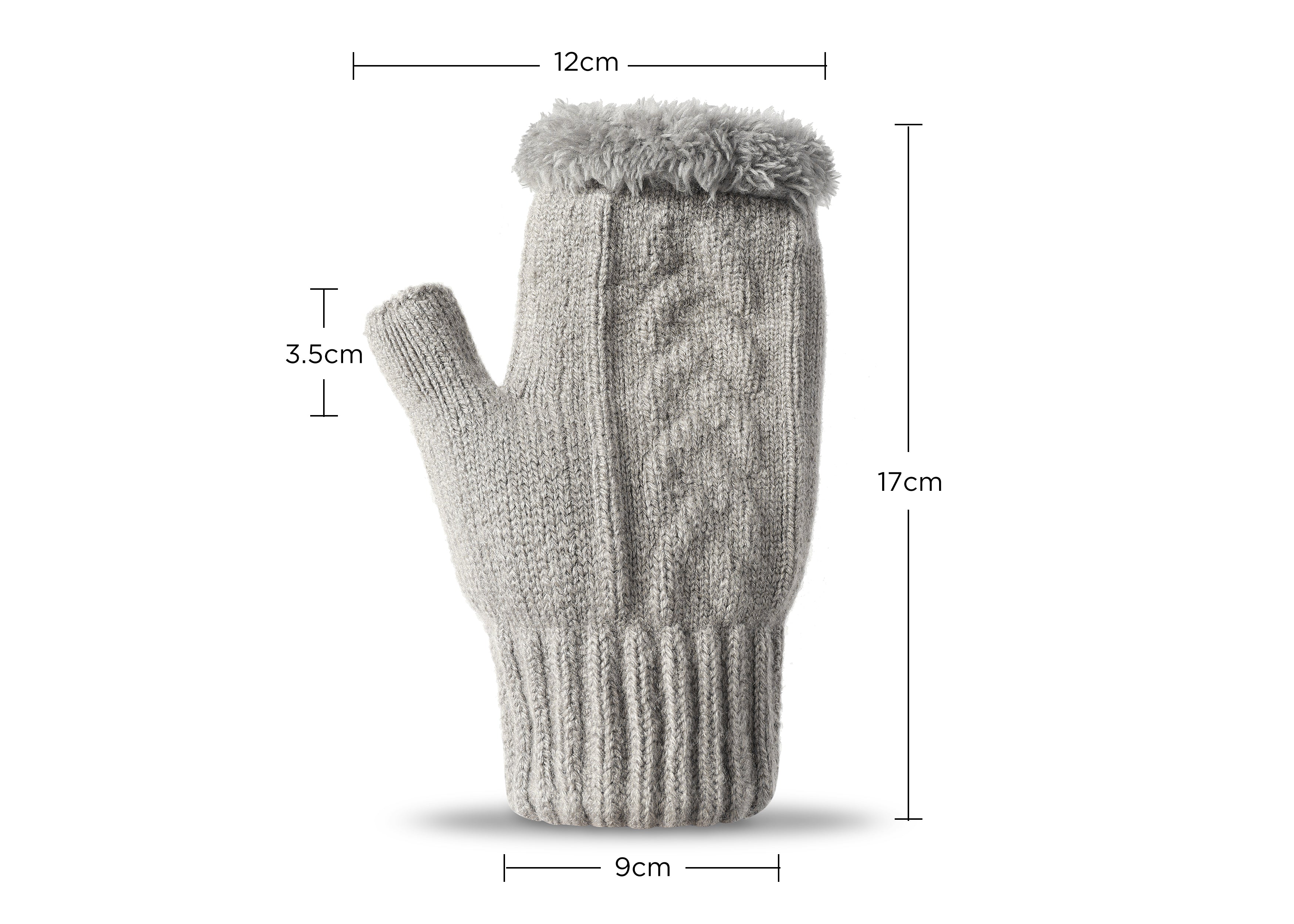 TARRAMARRA® Fingerless Double Layer Ultra Plush Knit Gloves for Women & Men - Warm Winter Gloves for Typing, Driving, and Outdoor Activities
