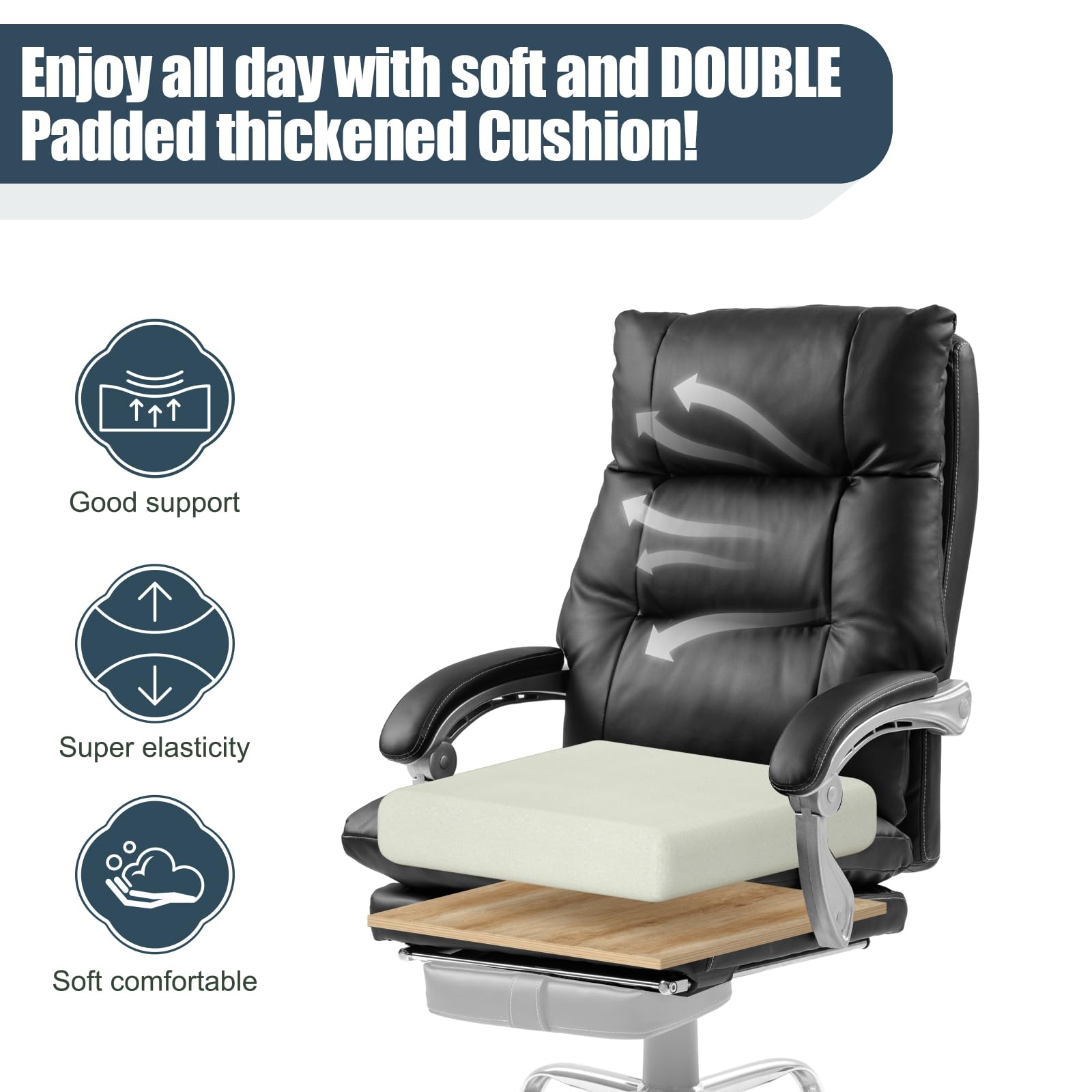 400lbs Big and Tall High Back Executive Leather Office Chair - Ergonomic Reclining Computer Desk Chair with Footrest | Heavy Duty Comfort for Home & Office Workspace (Black)