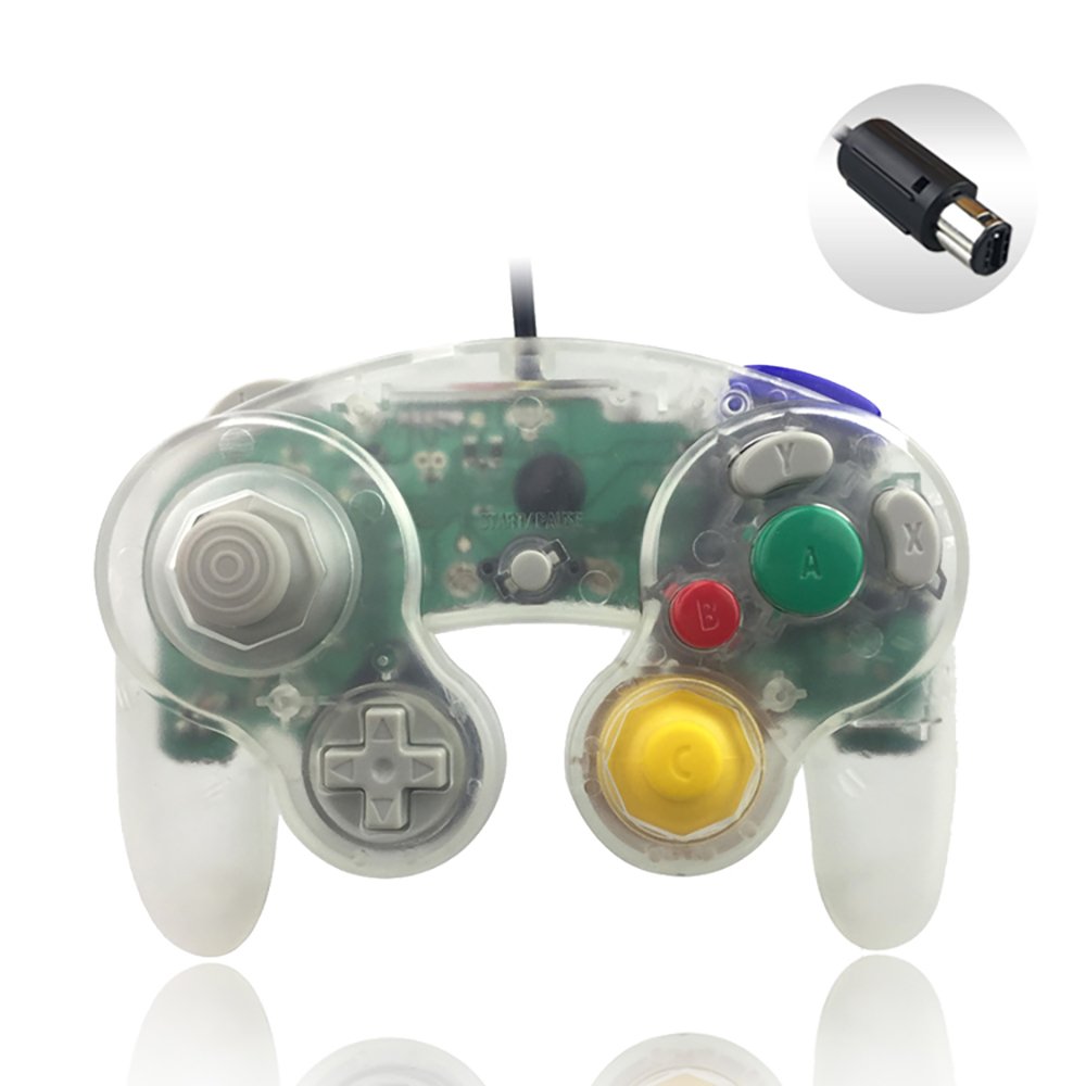 Reiso 1 Pack Classic Wired NGC Controller for Nintendo Wii & Gamecube - Clear White | Perfect for Super Smash Bros, Mario Kart & Retro Gaming Sessions