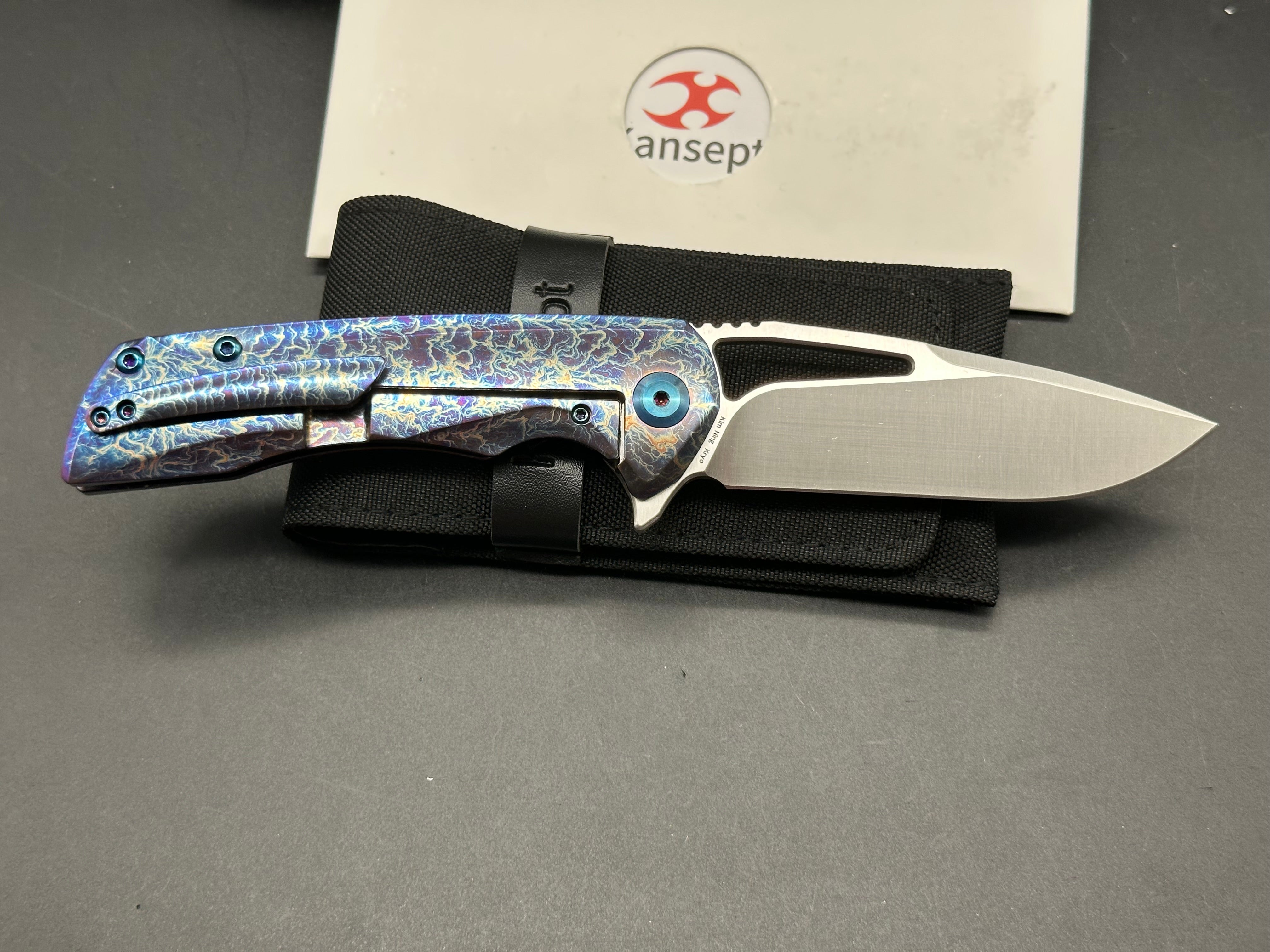 KANSEPT KRYO Lightning Strike Titanium Handle Folding Pocket Knife with S35VN Plain Edge - EDC, Outdoor Camping, Survival Gear