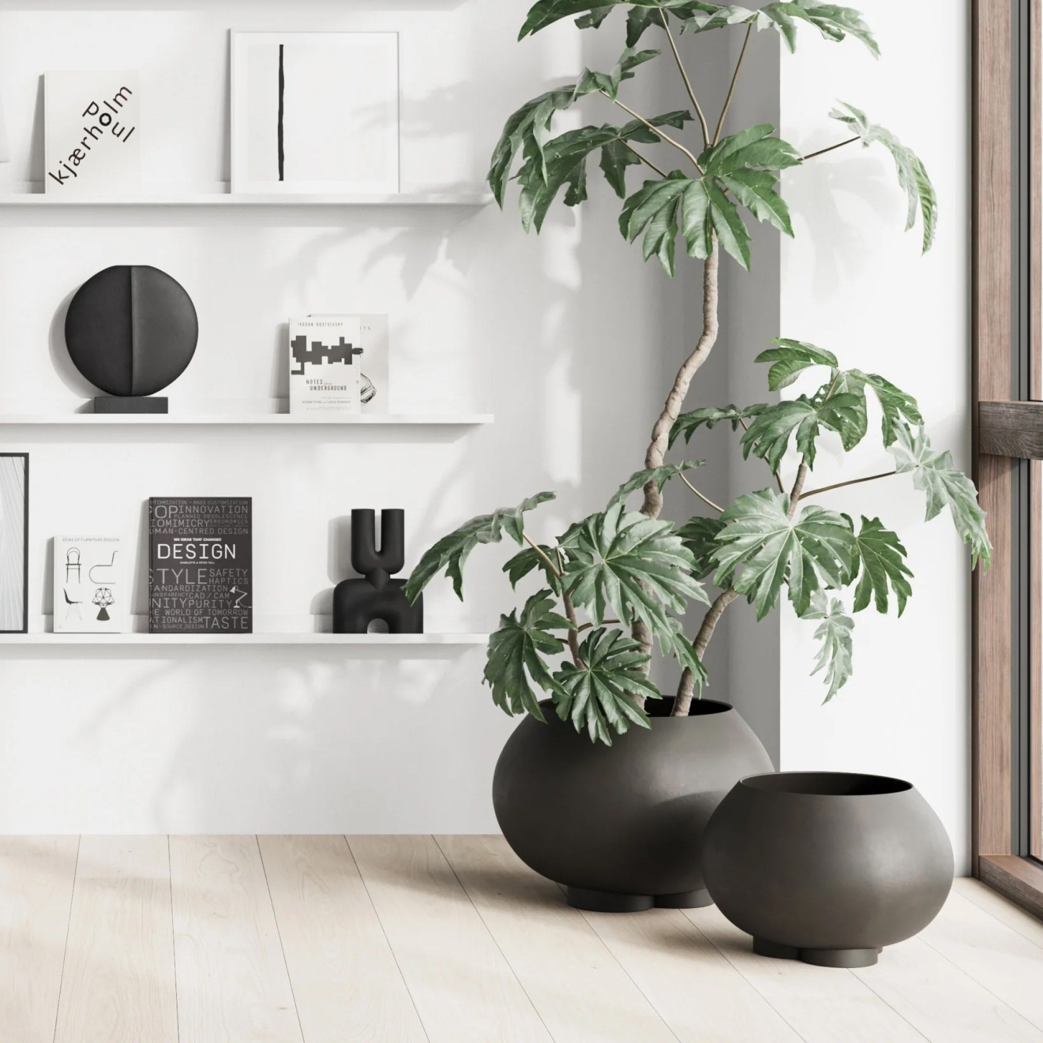 101 COPENHAGEN Urchin Plant Pot - Medium Size in Coffee Brown | Modern Ceramic Planter for Indoor Plants, Succulents & Home Decor | Perfect for Living Room, Office & Shelf Display