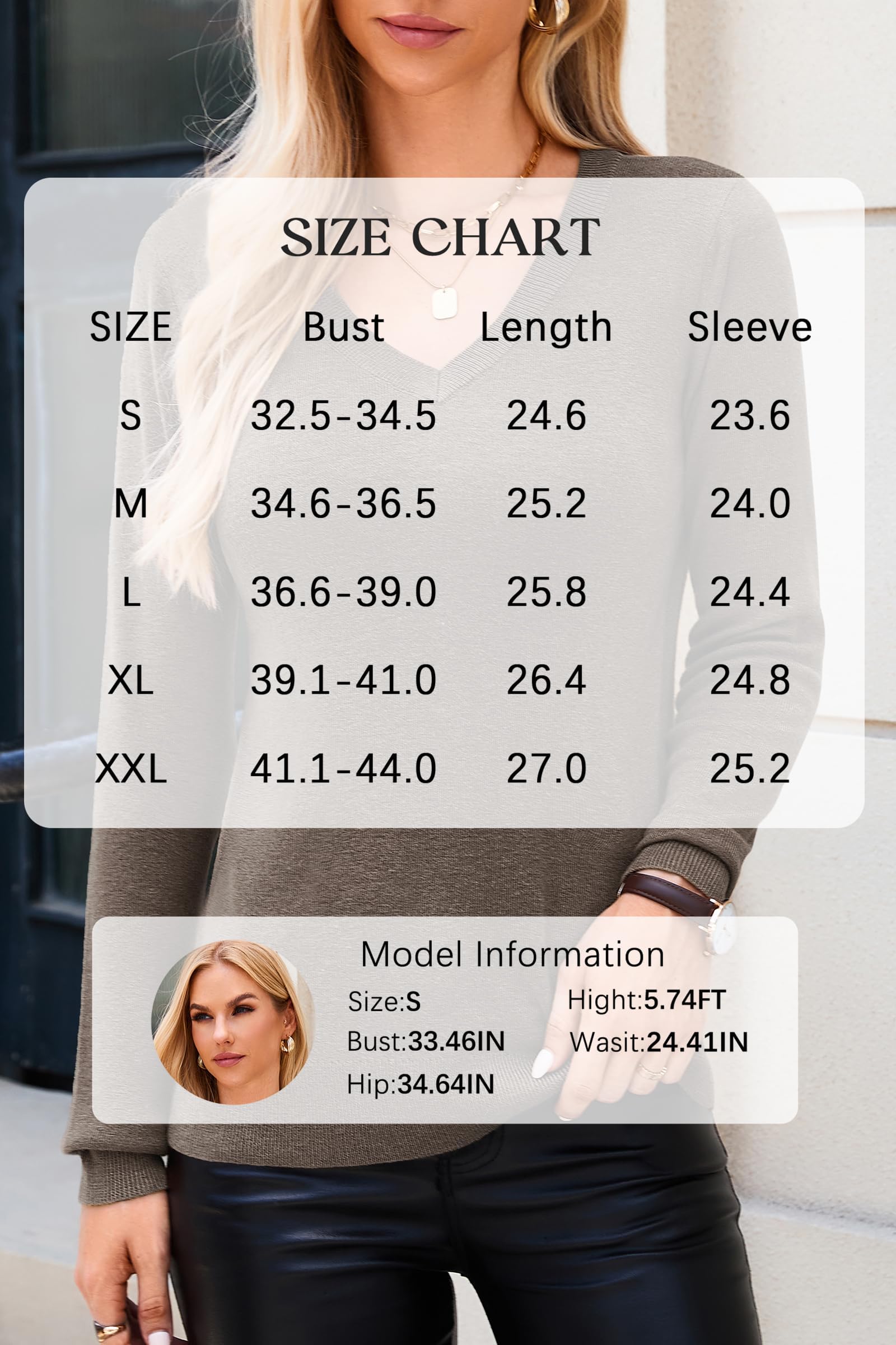 Arach&Cloz 2025 Women's Soft Wool Blend V-Neck Long Sleeve Sweater - Spring Fashion Pullover Top for Business Casual & Office Outfits | Perfect for Work, Dates & Fall Layering