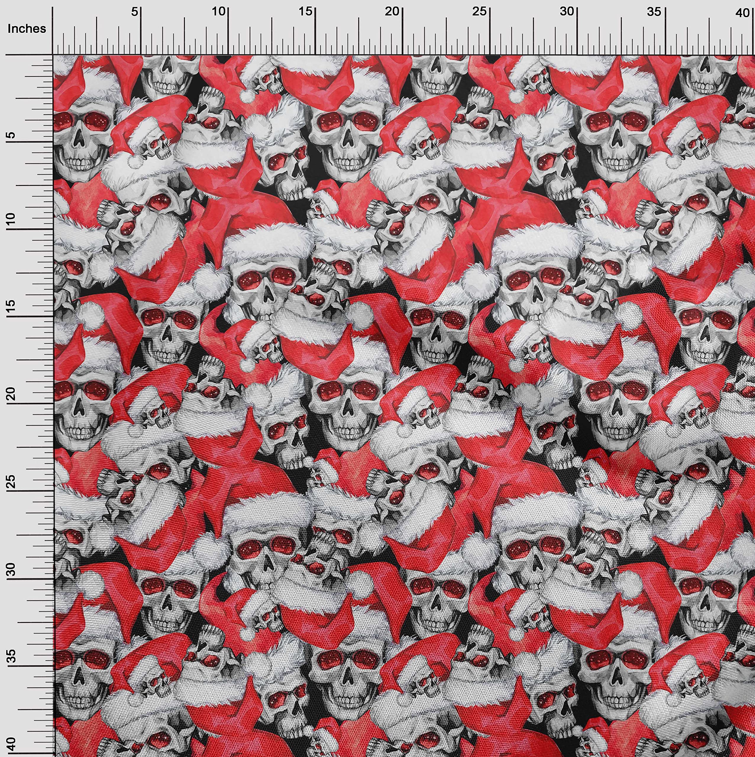 Velvet Red Skull Print Fabric by The Yard - 58 Inch Wide for DIY Clothing, Sewing Supplies & Home Decor | Perfect for Halloween Costumes, Gothic Fashion & Craft Projects