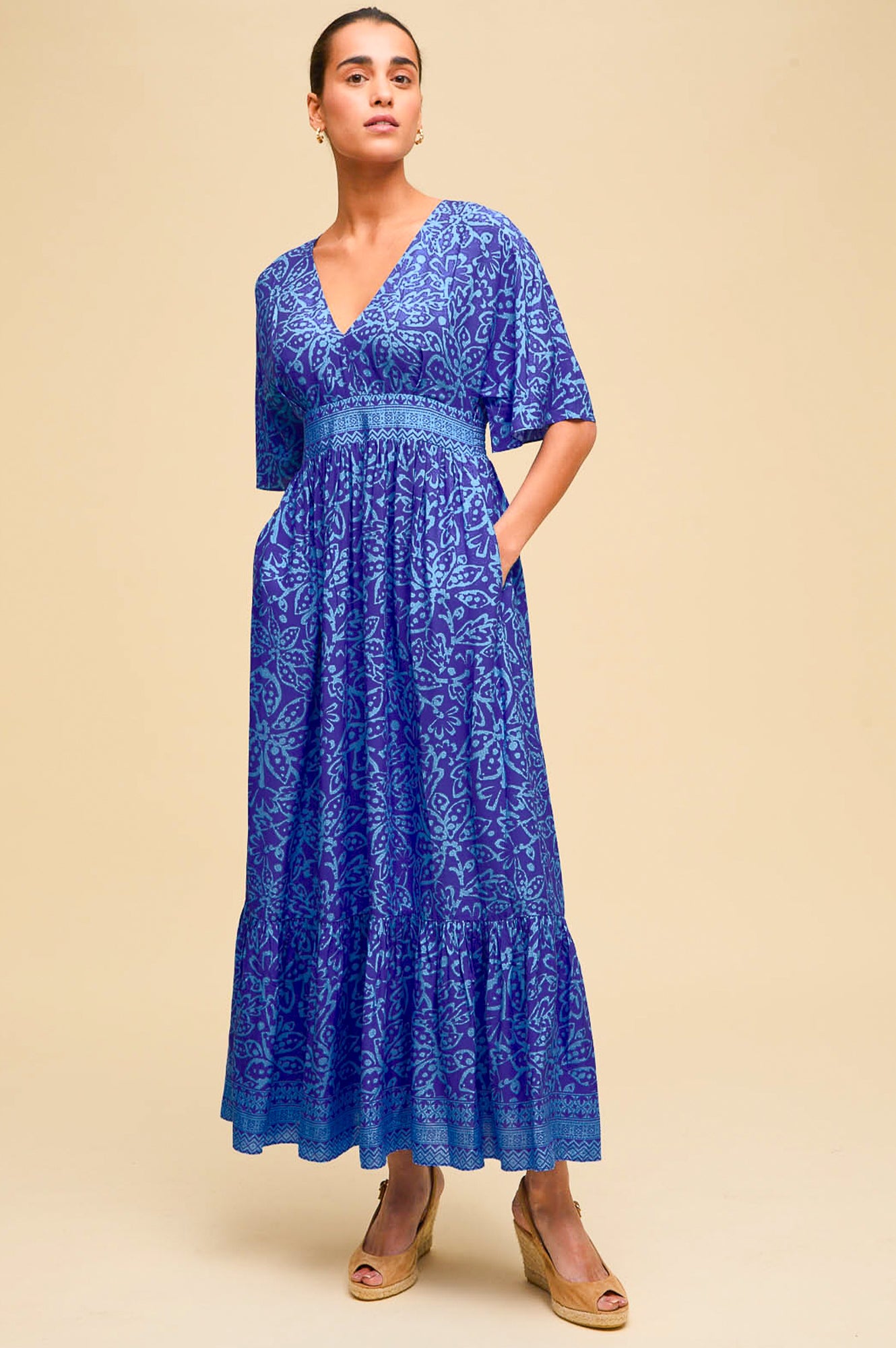 Lena EcoVero™ Sustainable Women's Dress in Cobalt & Light Blue | Comfortable Eco-Friendly Fashion for Casual Wear & Office Outfits