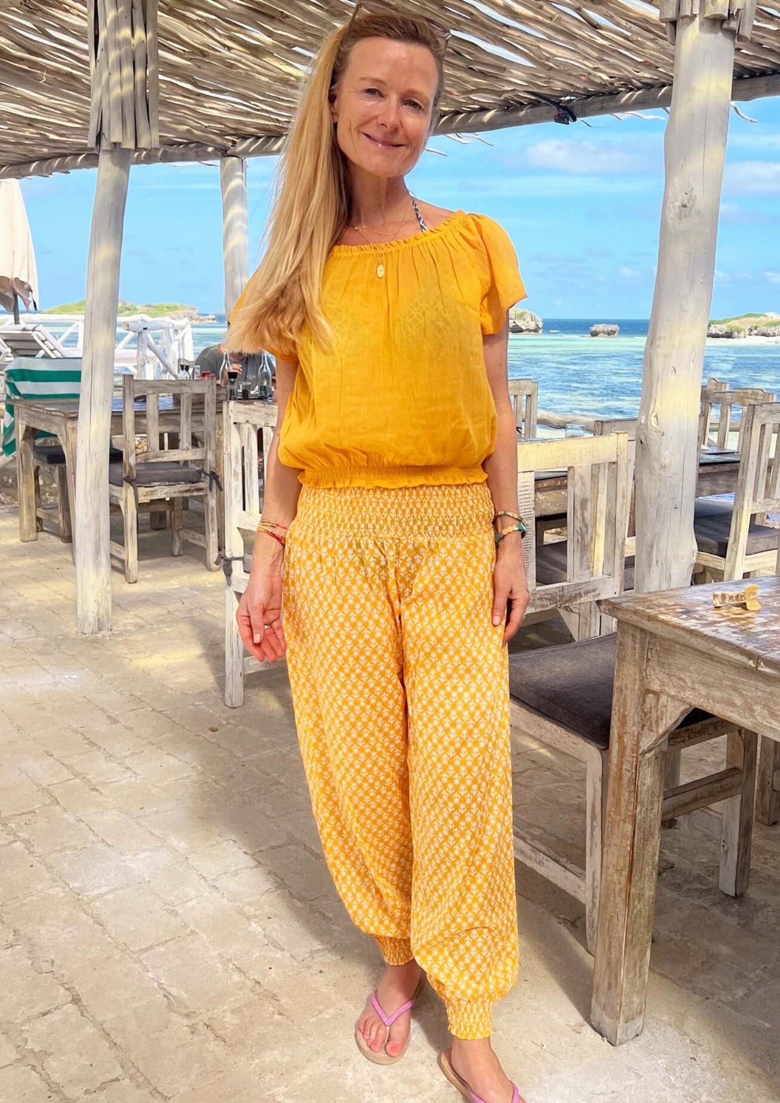 Ilana Frill Organic Cotton Gauze Top for Women - Soft & Breathable Yellow Blouse | Perfect for Summer Outfits, Beach Wear & Casual Style
