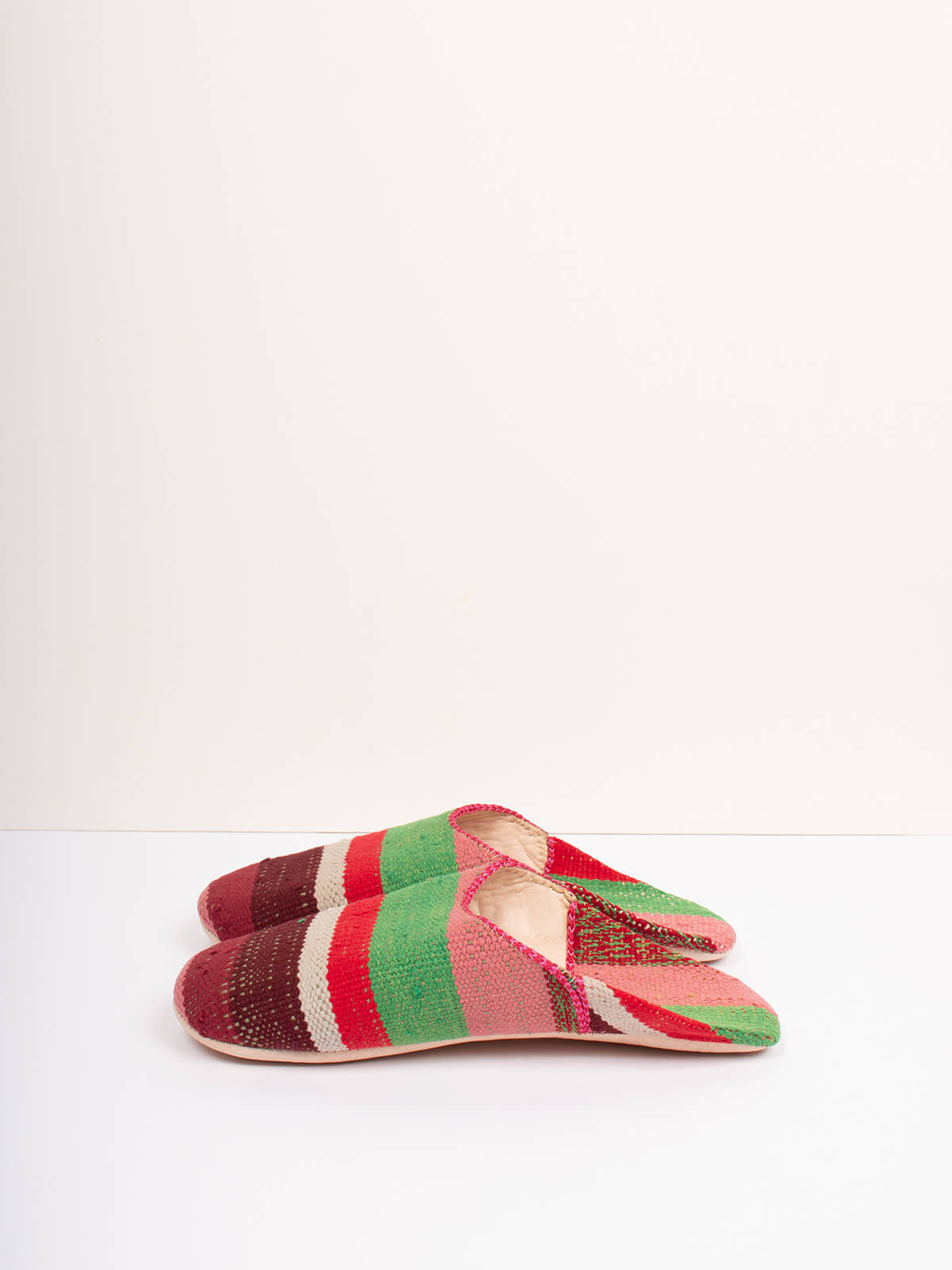 Moroccan Boujad Basic Babouche Slippers - Handmade Leather House Shoes for Men & Women | Comfortable Carnival Stripe Design | Perfect for Home, Lounge & Cultural Events