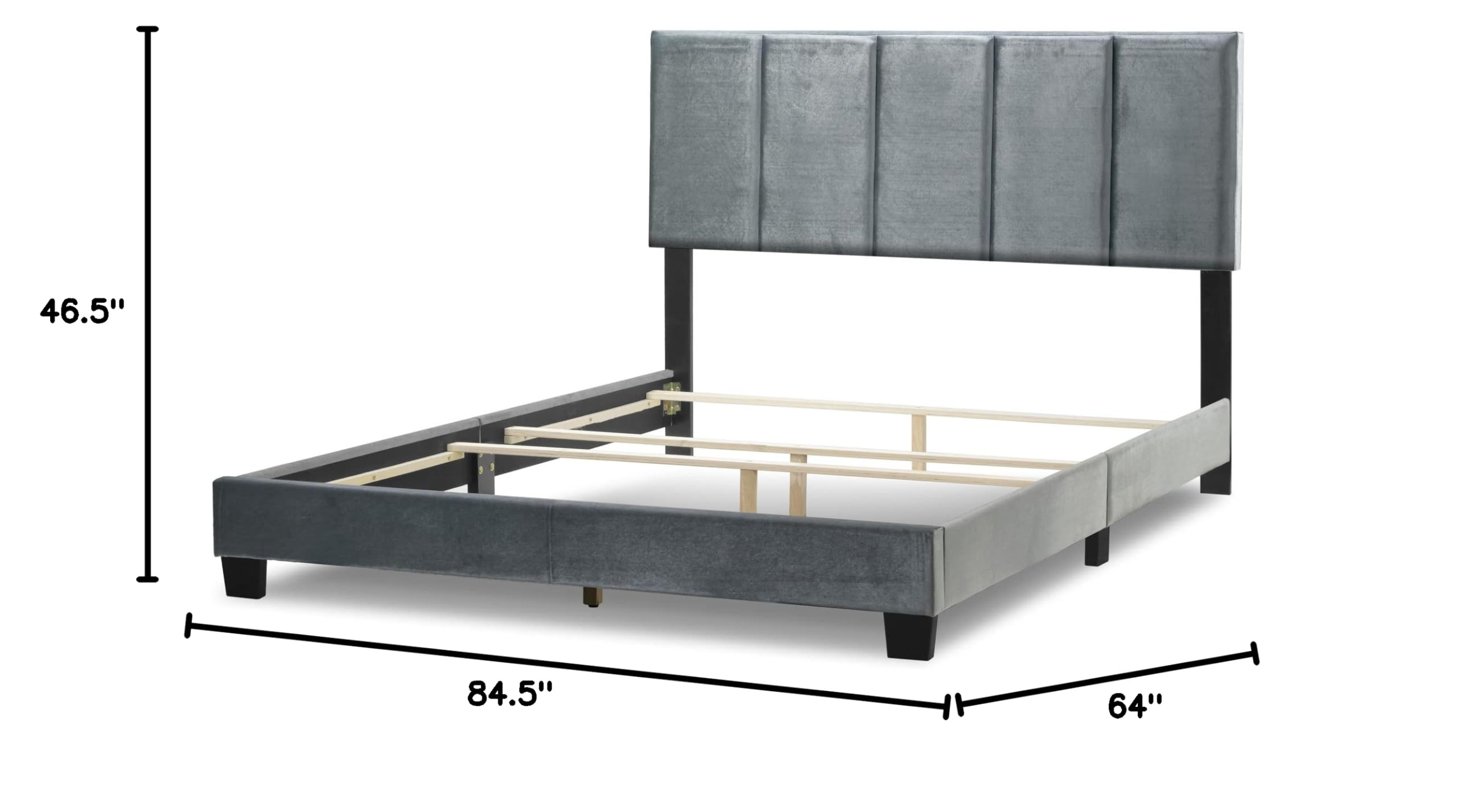 Luxury Arty Silver Grey Velvet Queen Bed with Elegant Line Stitch Tufting - Perfect for Modern Bedroom Decor & Master Suite Upgrade