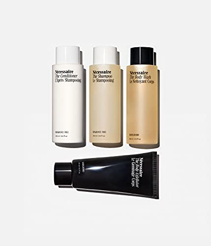 Necessaire The Shower Ritual - Sandalwood Scented Body Wash & Exfoliator for Soft Skin | Luxury Bath & Shower Essentials for Spa-Like Experience at Home
