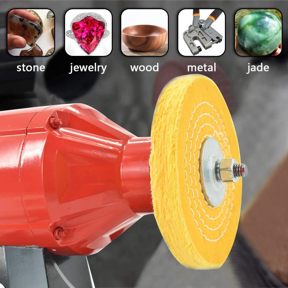 5.5 Inch Cotton Buffing Wheel for Bench Grinder - 16mm Arbor Hole - 2 Pack - Perfect for Metal Polishing & Jewelry Making