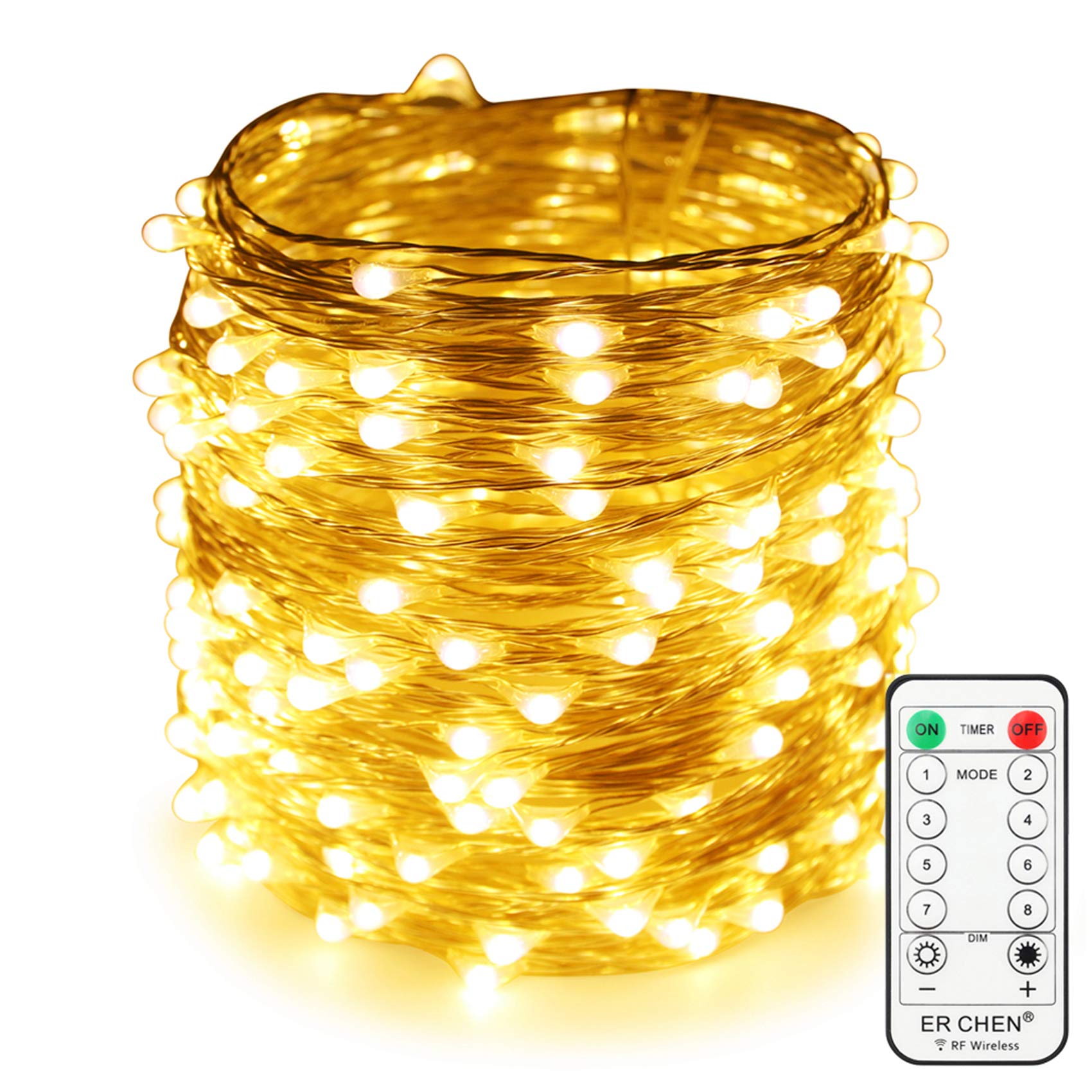 500 LED Dimmable Fairy String Lights - 165ft Waterproof Silvery Copper Wire with Remote & Spool for Tangle-Free Use | Warm White Plug-in Christmas Lights for Bedroom, Patio, Wedding, Party & Outdoor Decor