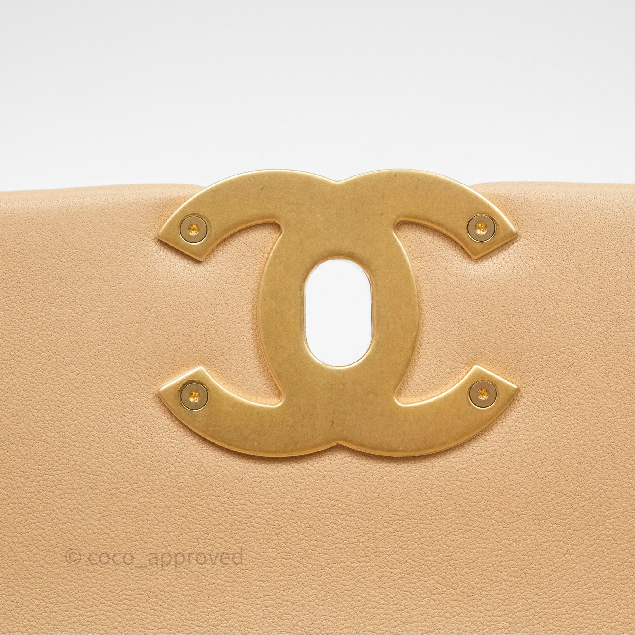 Chanel 19 Small Beige Leather Flap Bag with Mixed Gold & Silver Hardware - Luxury Shoulder Bag for Women, Perfect for Date Night & Special Occasions