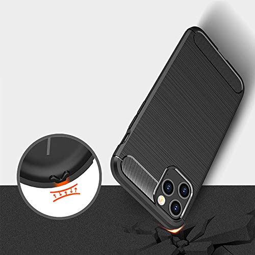 Slim Shockproof Carbon Fiber TPU Case for iPhone 12/12 Pro - Durable Brushed Matte Black Cover | Perfect for Daily Protection & Outdoor Activities