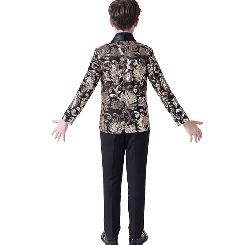 Boys' Shiny 5-Piece Formal Tuxedo Set - Dress Shirt, Bow Tie, Jacket, Vest & Pants for Weddings, Prom & Special Occasions
