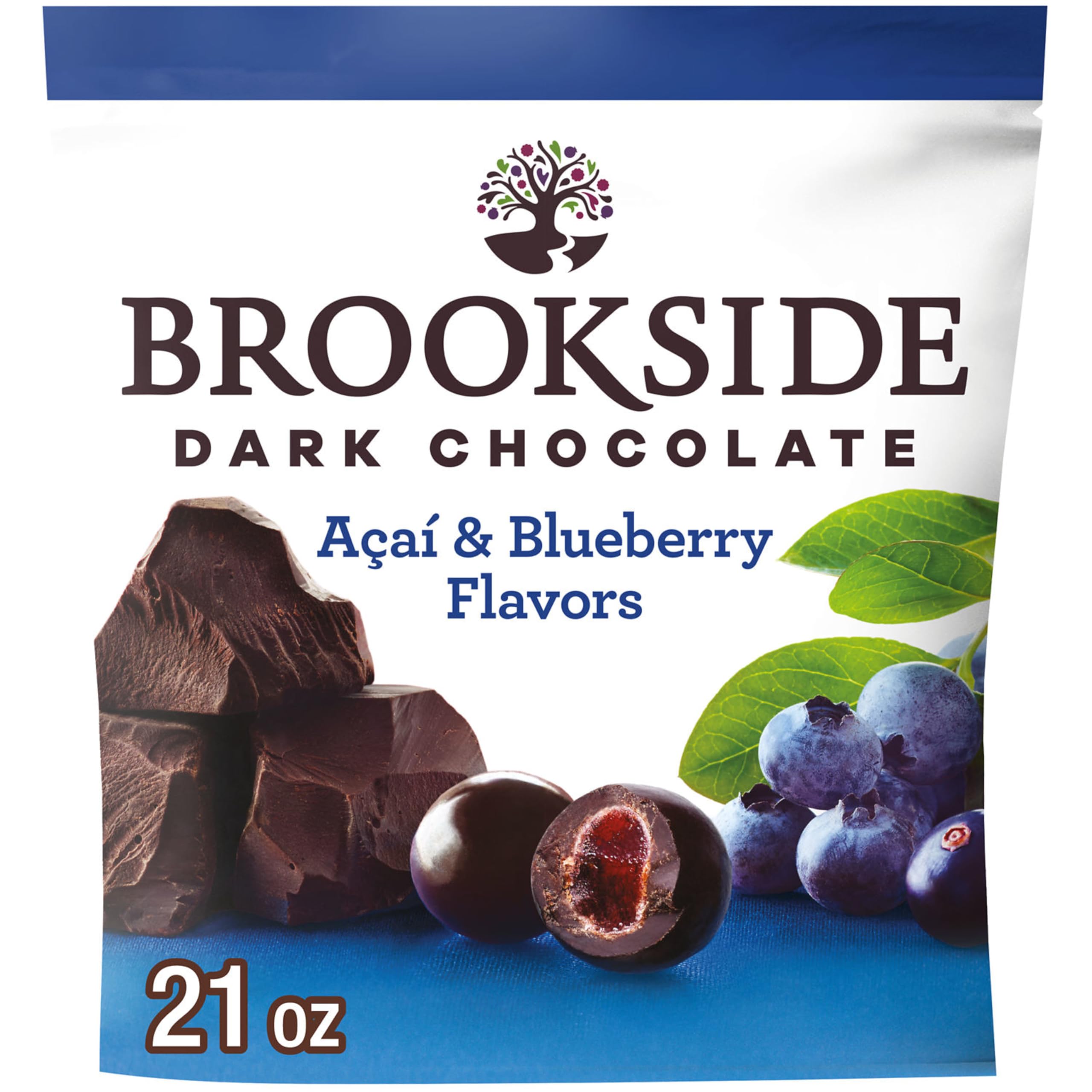 BROOKSIDE Dark Chocolate with Acai & Blueberry Flavors - 21 oz Resealable Bag | Healthy Snack for Work, Travel & Dessert