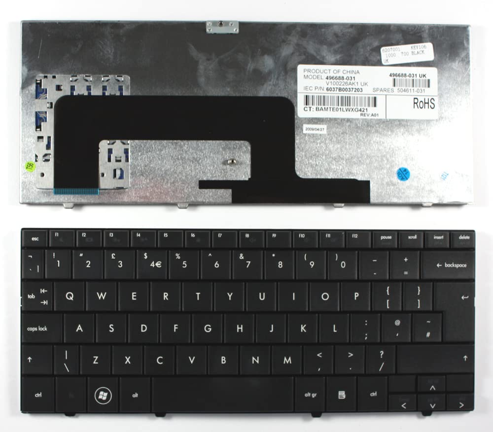 HP Mini 1000 Replacement Laptop Keyboard - UK Layout Black | Compatible with HP Mini 1000 Series | Perfect for Typing, Gaming & Office Work