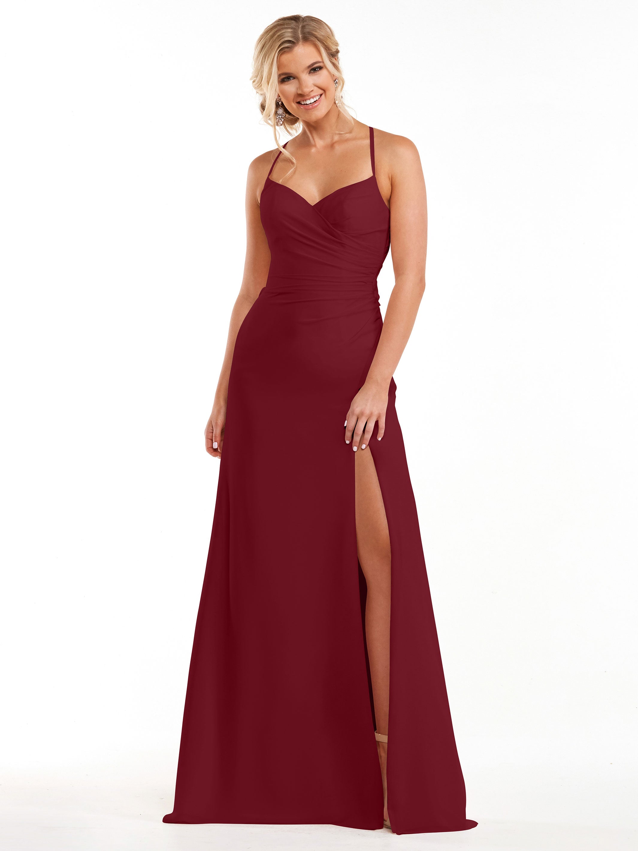 Elegant A-Line Chiffon Bridesmaid Dress with High Slit - 80167 | Flowy Wedding Party Gown for Formal Events & Special Occasions