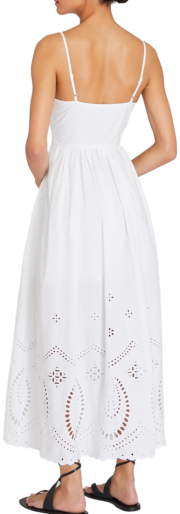 Club Monaco Women's Embroidered Eyelet Maxi Dress - Floral Summer Beach Dress for Vacation, Wedding & Special Occasions