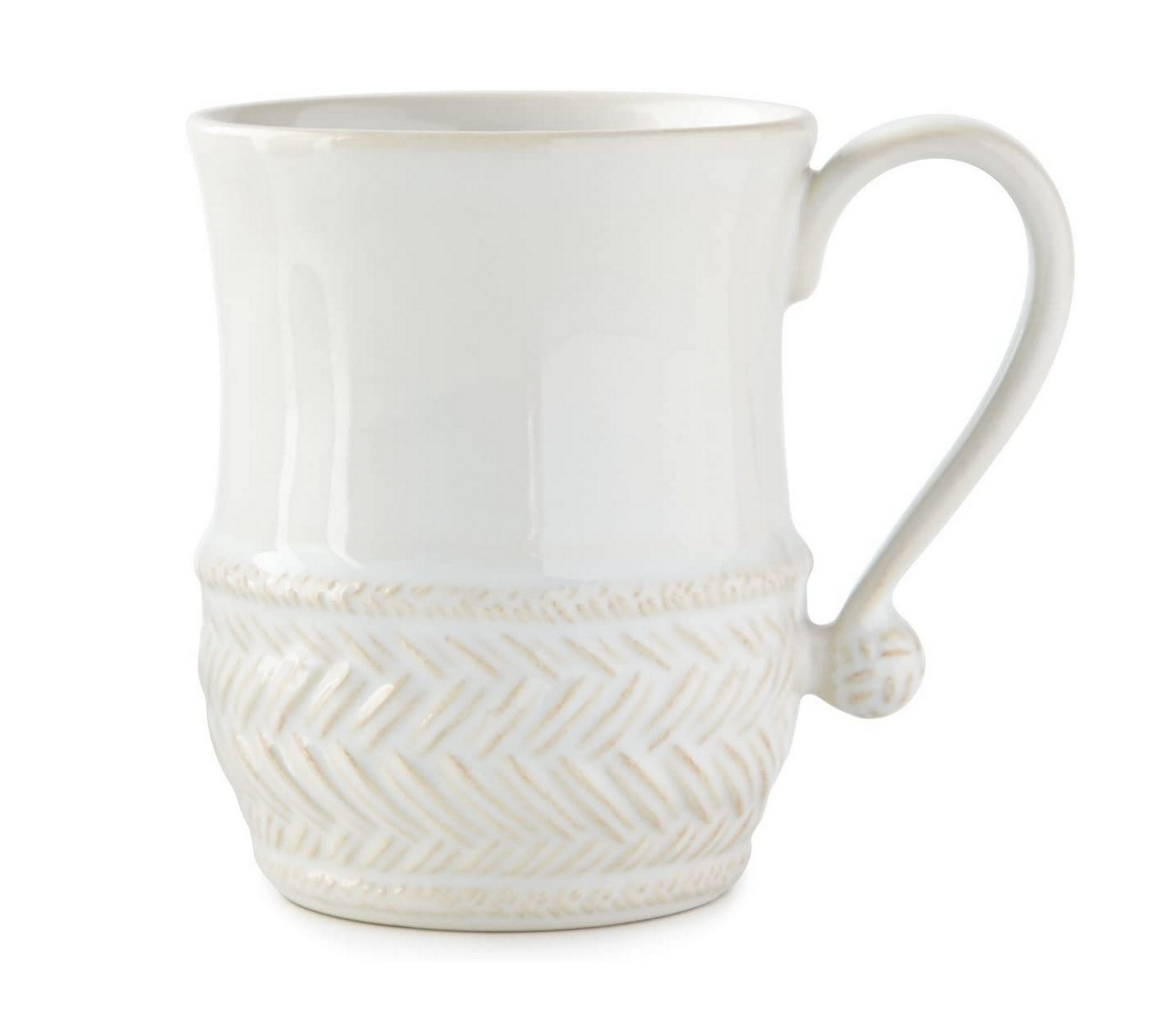 Juliska Le Panier Whitewash Ceramic Mug - Handcrafted Farmhouse Style Coffee Cup for Rustic Kitchen Decor, Perfect for Tea, Coffee & Hot Beverages