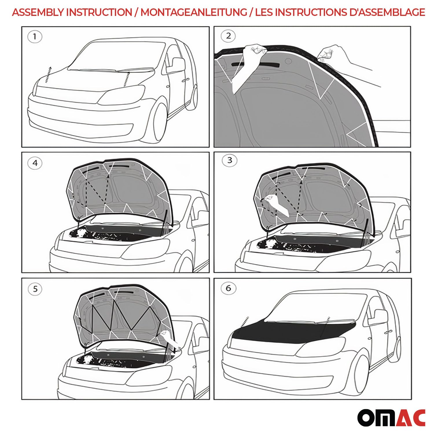 OMAC Black Full Coverage Car Bonnet Mask Hood Bra for Ford Transit Connect 2010-2013 | Durable Protection Against Road Debris & Weather for Your Vehicle