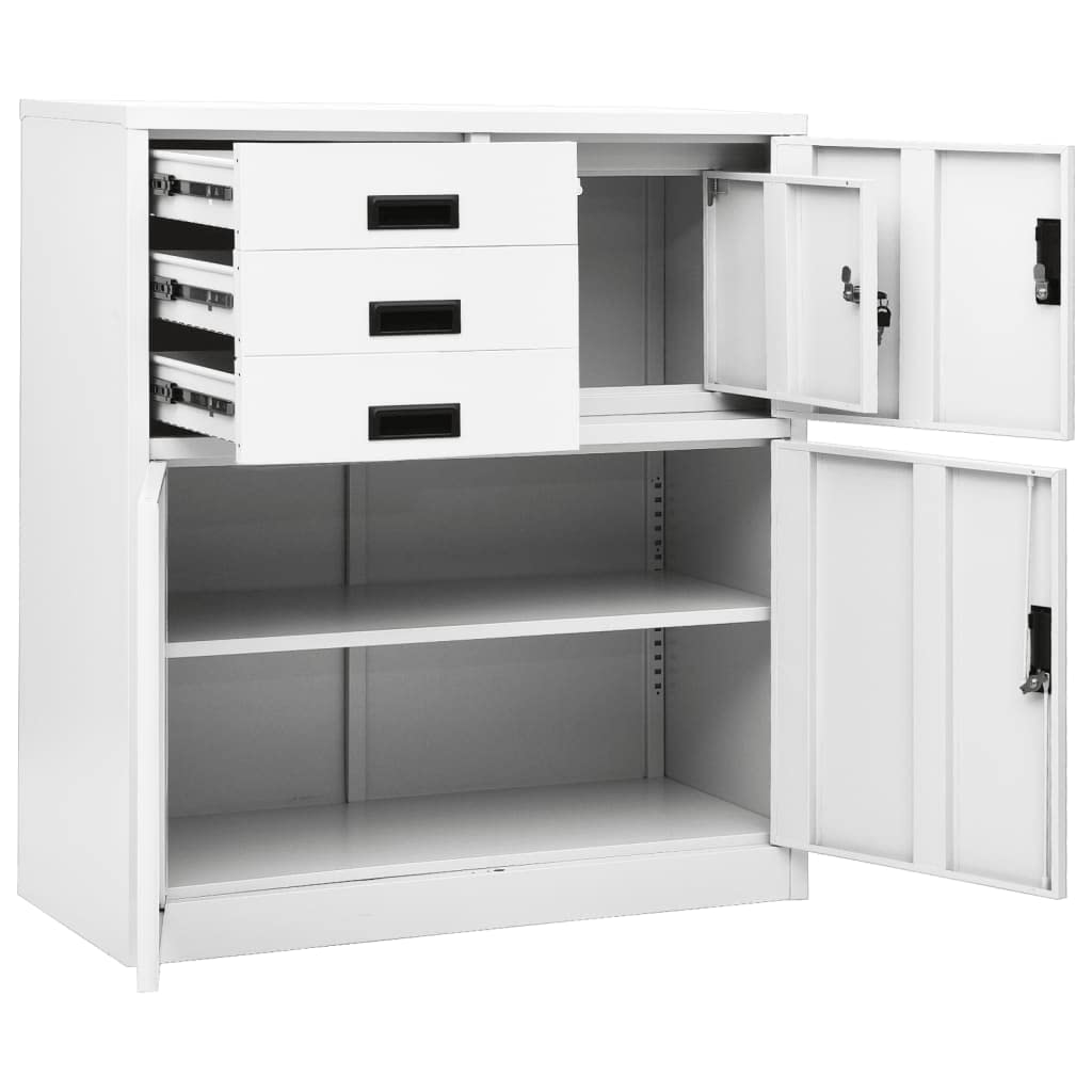 Space Saving White Steel Locked Base Cabinet Organizer - 35.4