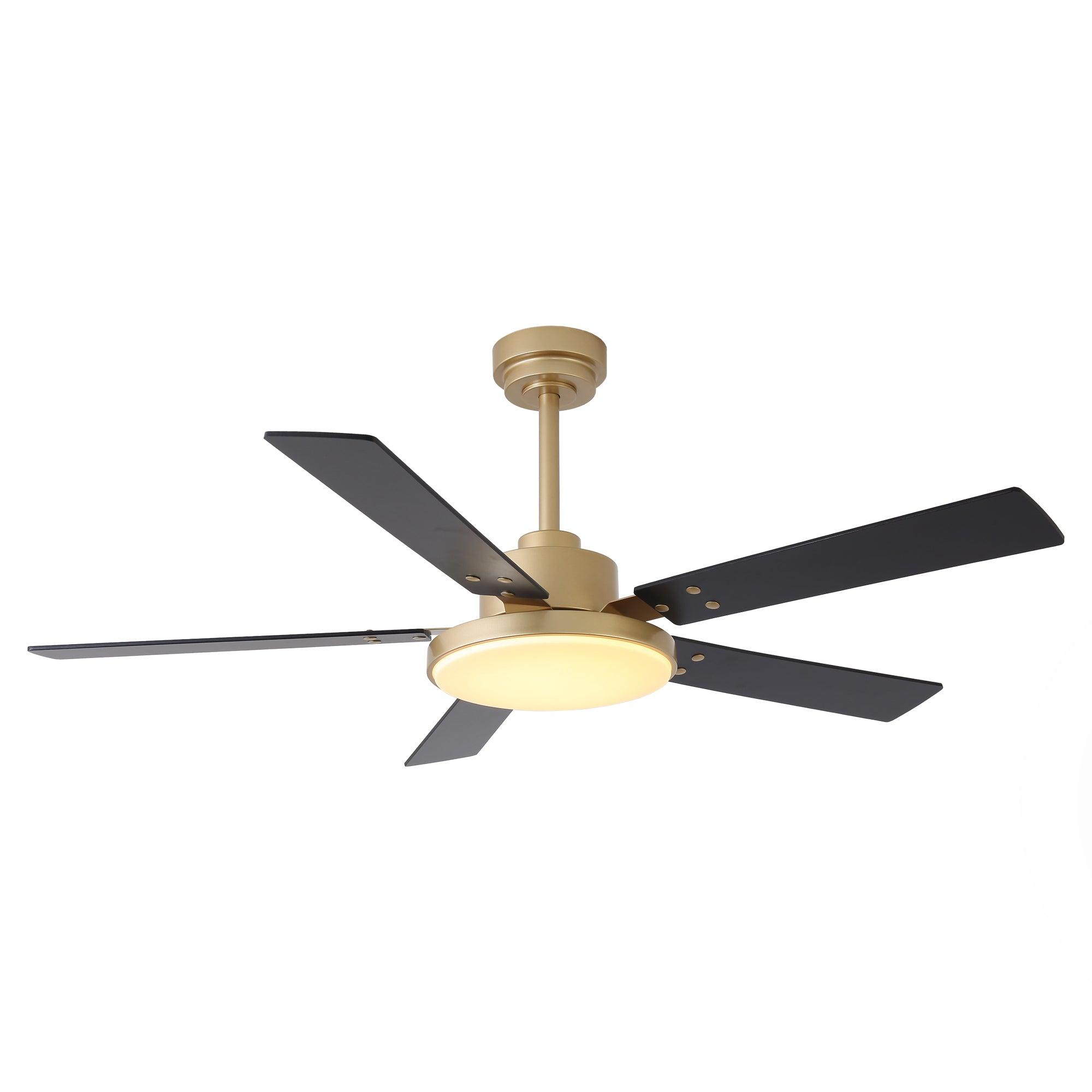 Vaczon 52 Inch Modern Ceiling Fan with Remote Control, LED Light & Reversible Blades - Energy Efficient Cooling for Living Room, Bedroom or Office