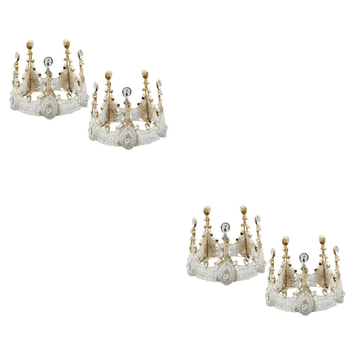 FOMIYES 4 Pcs Gold Crystal Bridal Headpieces - Wedding Tiara for Bride, Quinceanera, Birthday Party | Elegant Hair Accessories for Bridal Shower, Cake Topper, Baby Decoration & Special Occasions