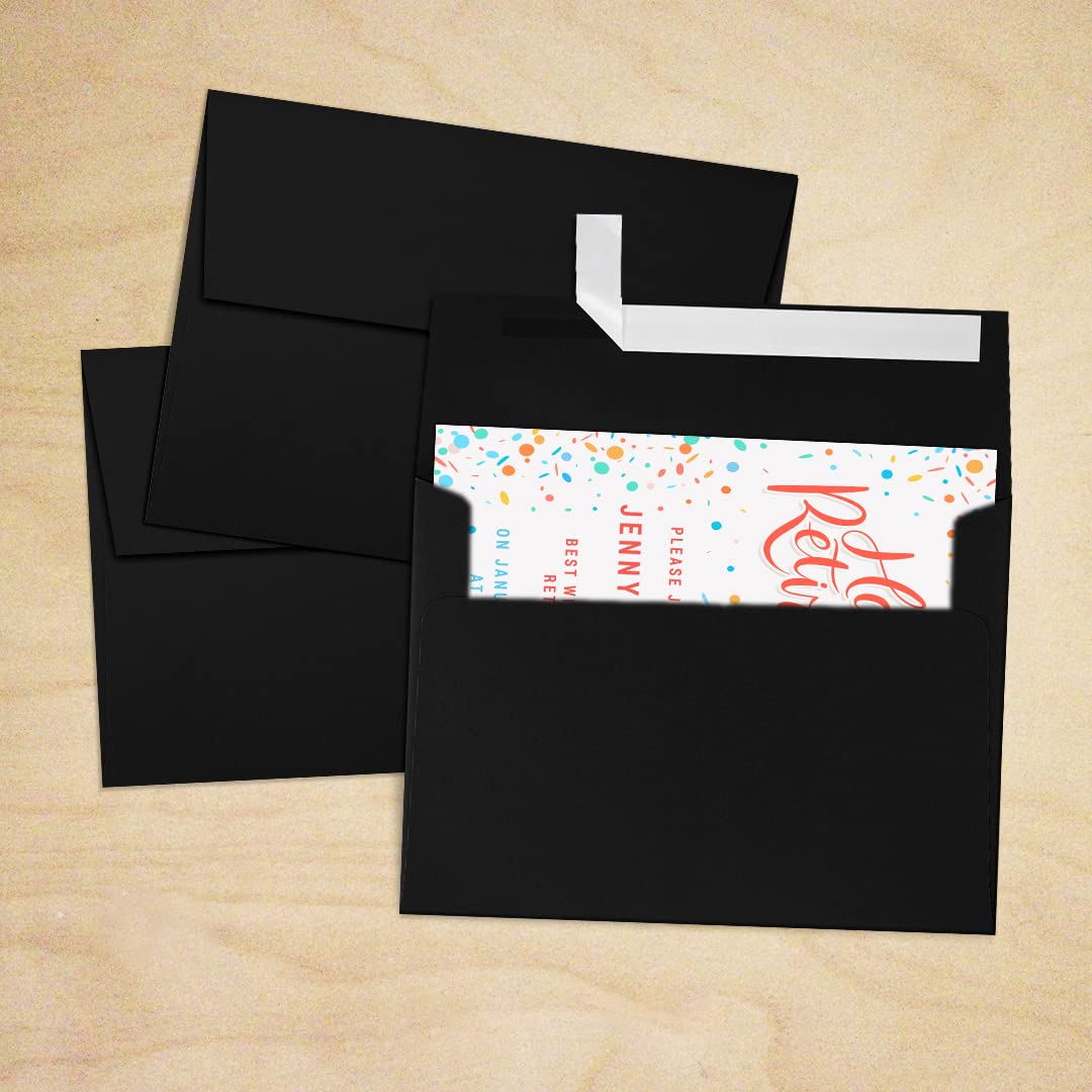 Premium LUXPAPER A7 Invitation Envelopes - 80 lb. Midnight Black Printable Envelopes for 5x7 Cards | Peel & Press Seal | 1000 Pack (5.25