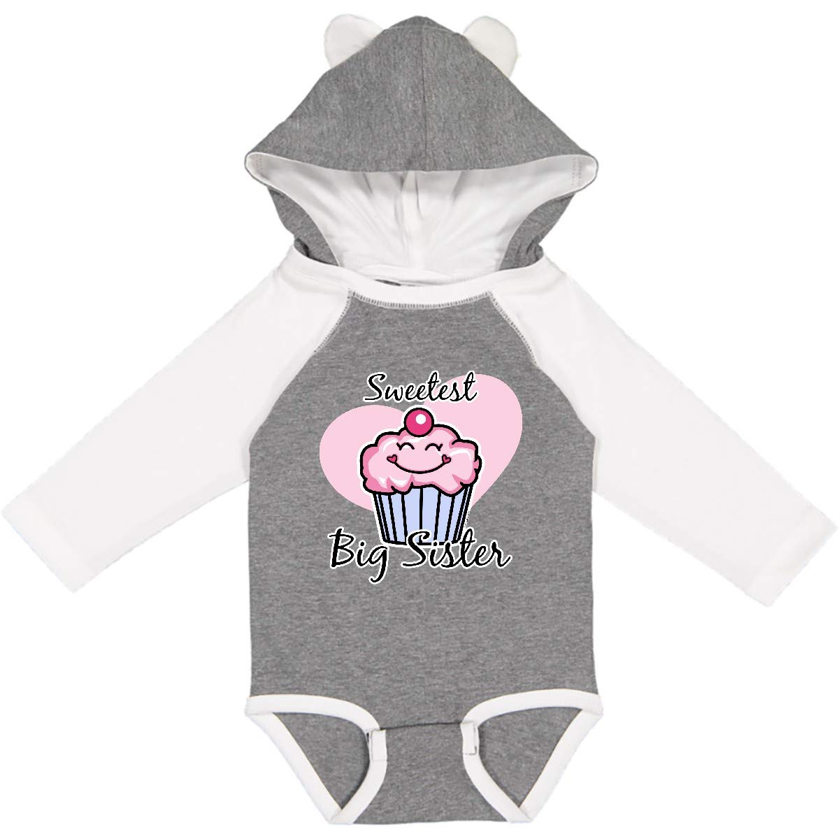 Inktastic Sweetest Big Sister Long Sleeve Baby Bodysuit - Soft Cotton Creeper for Newborns & Infants - Perfect Sibling Matching Outfit & Photo Shoot Gift