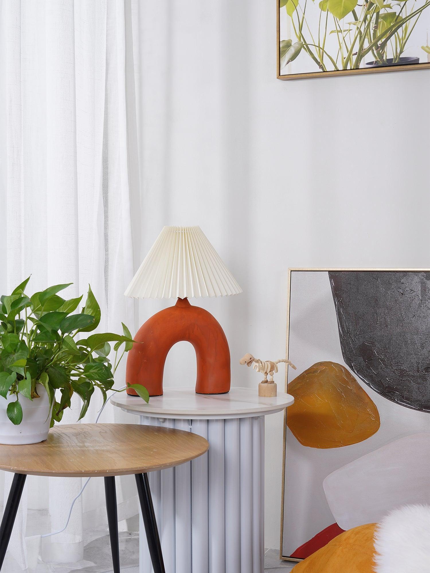 Elegant Arched Pleated Table Lamp - Modern Home Decor for Bedroom, Living Room & Office - Soft Ambient Lighting for Relaxation & Reading