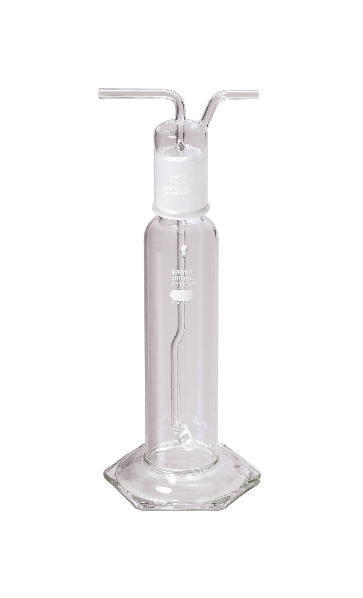 Pyrex Borosilicate Glass Gas Washing Stopper for 500mL Bottles - Coarse Fritted Disc - Lab Equipment for Chemistry Experiments & Gas Purification