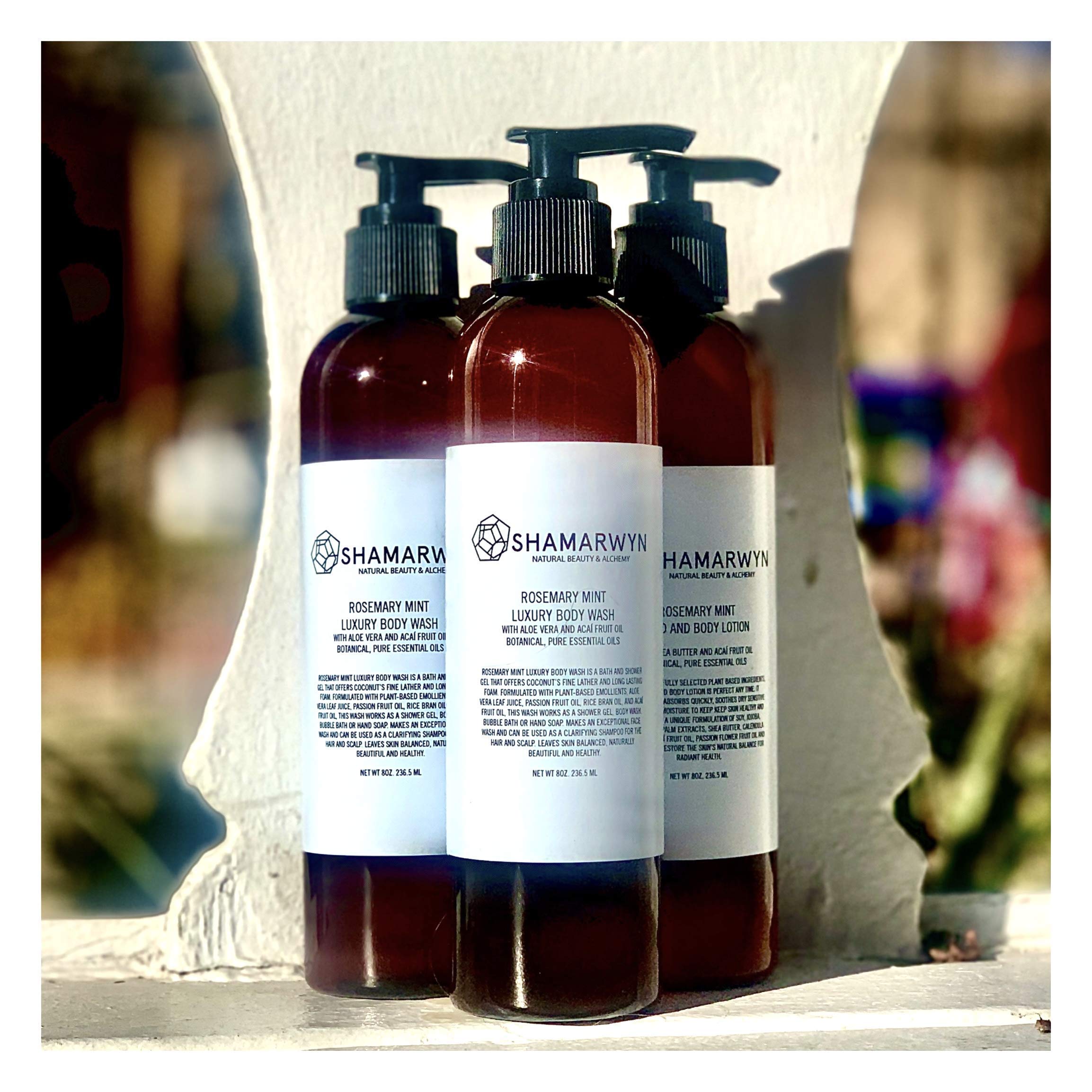 Organic Rosemary Mint Body Wash with Aloe Vera & Acaí Oil - Hydrating & Nourishing 8oz for Dry Skin - Perfect for Daily Shower & Spa Relaxation
