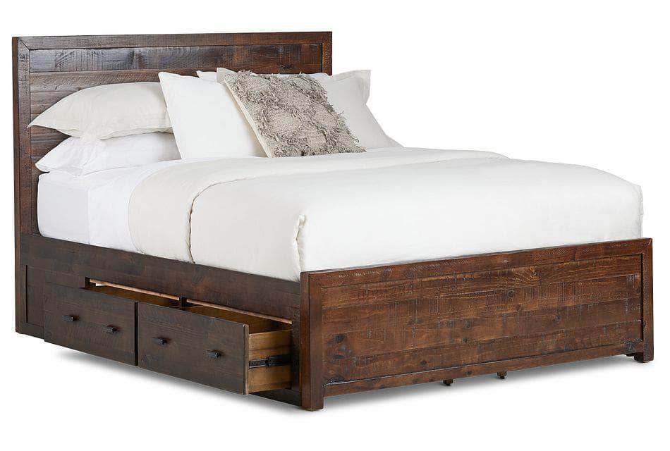 Whistler Reclaimed Wood Platform Bed with 4 Storage Drawers - Brown - Queen & King Size - Rustic Bedroom Furniture for Modern Farmhouse Style