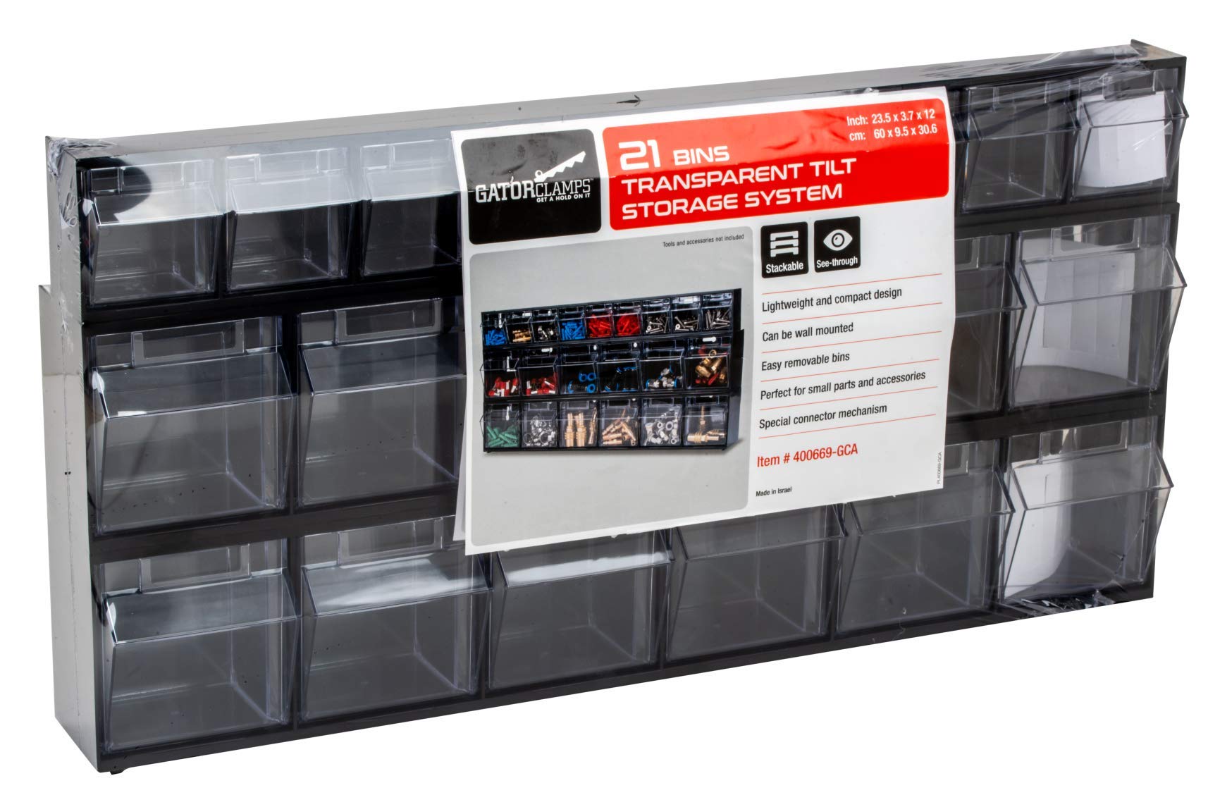 Clear Tilt Storage Bins - 21-Piece Organizer Set for Hardware, Crafts, Tools & DIY Supplies | Perfect for Garage, Workshop & Craft Room Organization