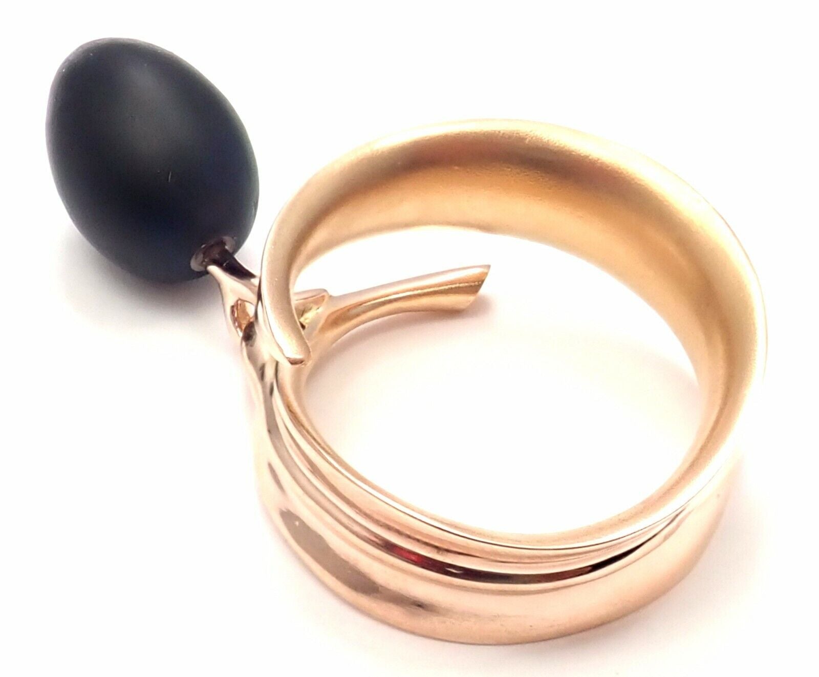 Authentic Hermes Olive 18K Rose Gold Wood Band Ring - Luxury Designer Jewelry for Women, Perfect for Weddings, Anniversaries & Special Occasions
