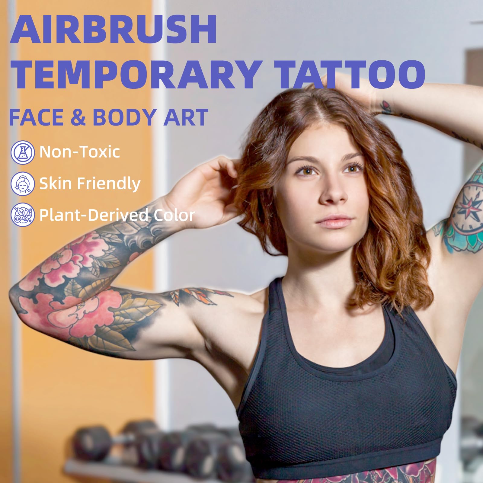 Ophir Airbrush Body Paint Set - 12 Vibrant Tattoo Ink Pigments (1.06oz/Bottle) for Temporary Airbrush Tattoos | Professional Body Art & Face Painting | Perfect for Halloween, Cosplay, and Special Events