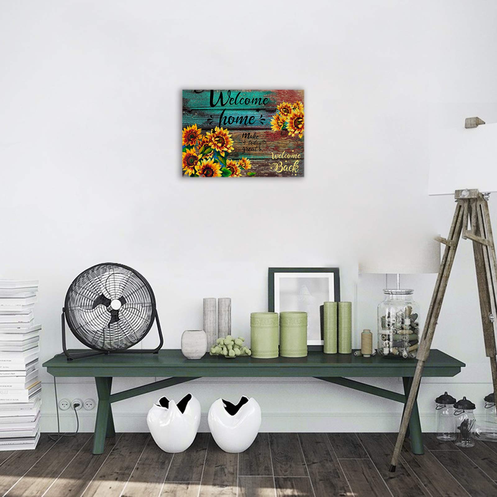 Sunflower Canvas Wall Art 12x16 - Rustic Farmhouse Decor for Kitchen, Bedroom & Living Room