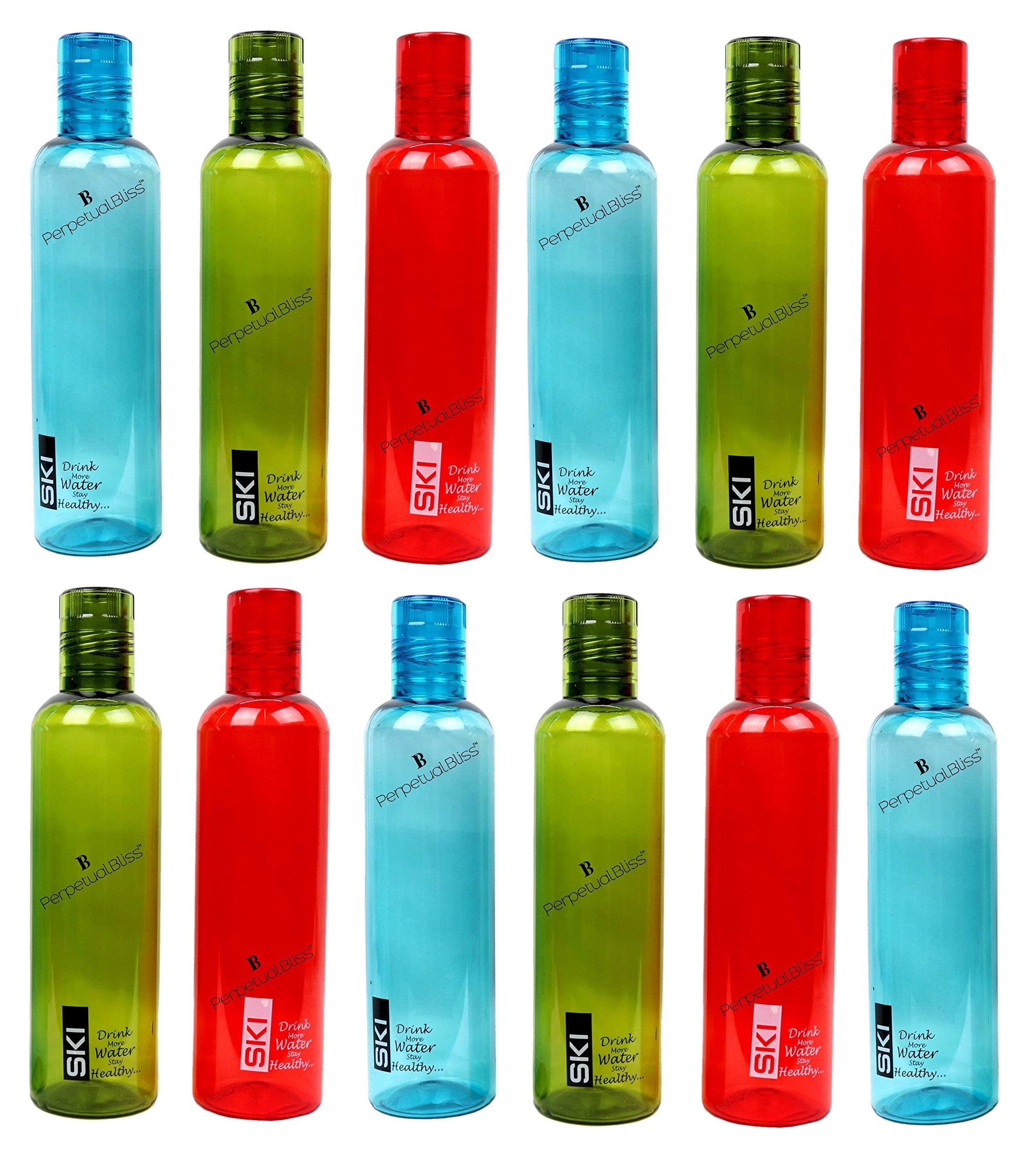 Perpetual Bliss 3-Pack Clear Water Bottles - BPA-Free Leakproof Sports Bottle for Gym, Travel & Juice | Ideal for Fitness, Outdoor Activities & Birthday Gifts (3 Transparent Bottles)