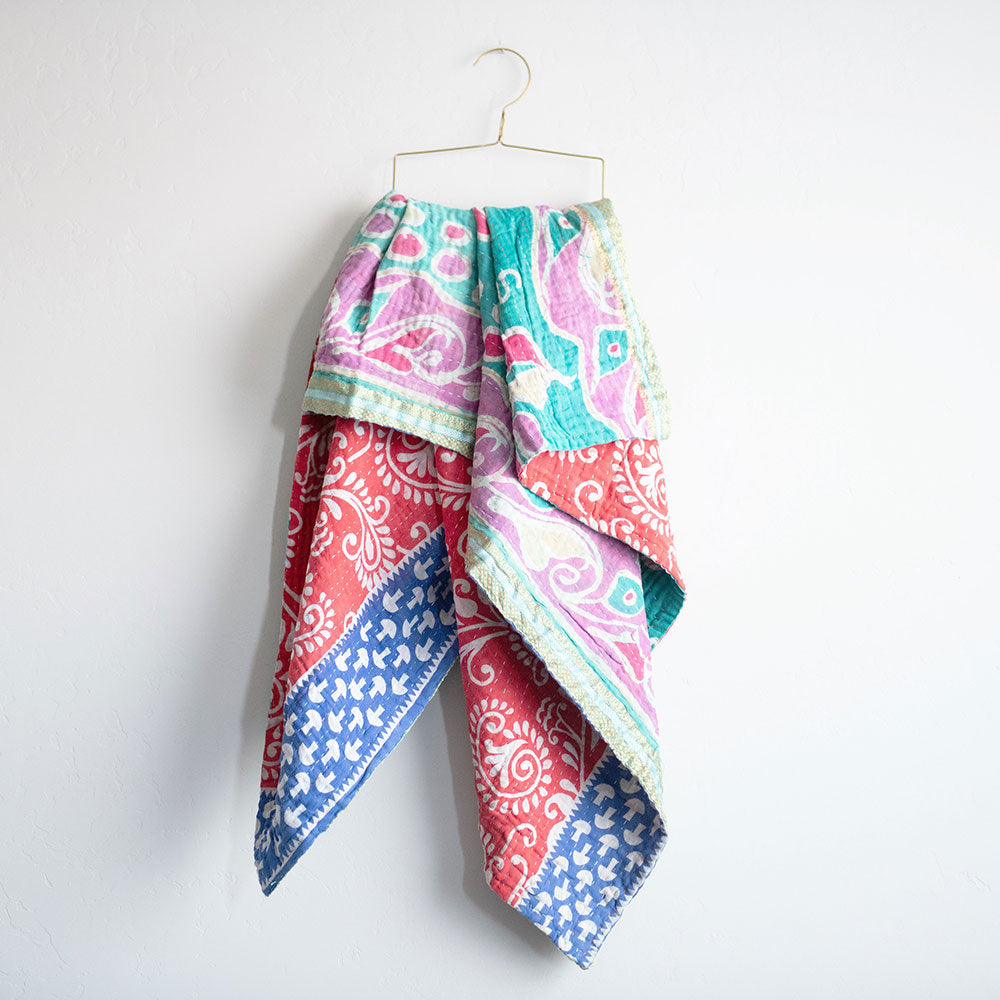 Soft Kantha Baby Blanket CB9115 - Handmade Cotton Swaddle Blanket for Newborns & Infants - Perfect for Nursery, Stroller, and Travel