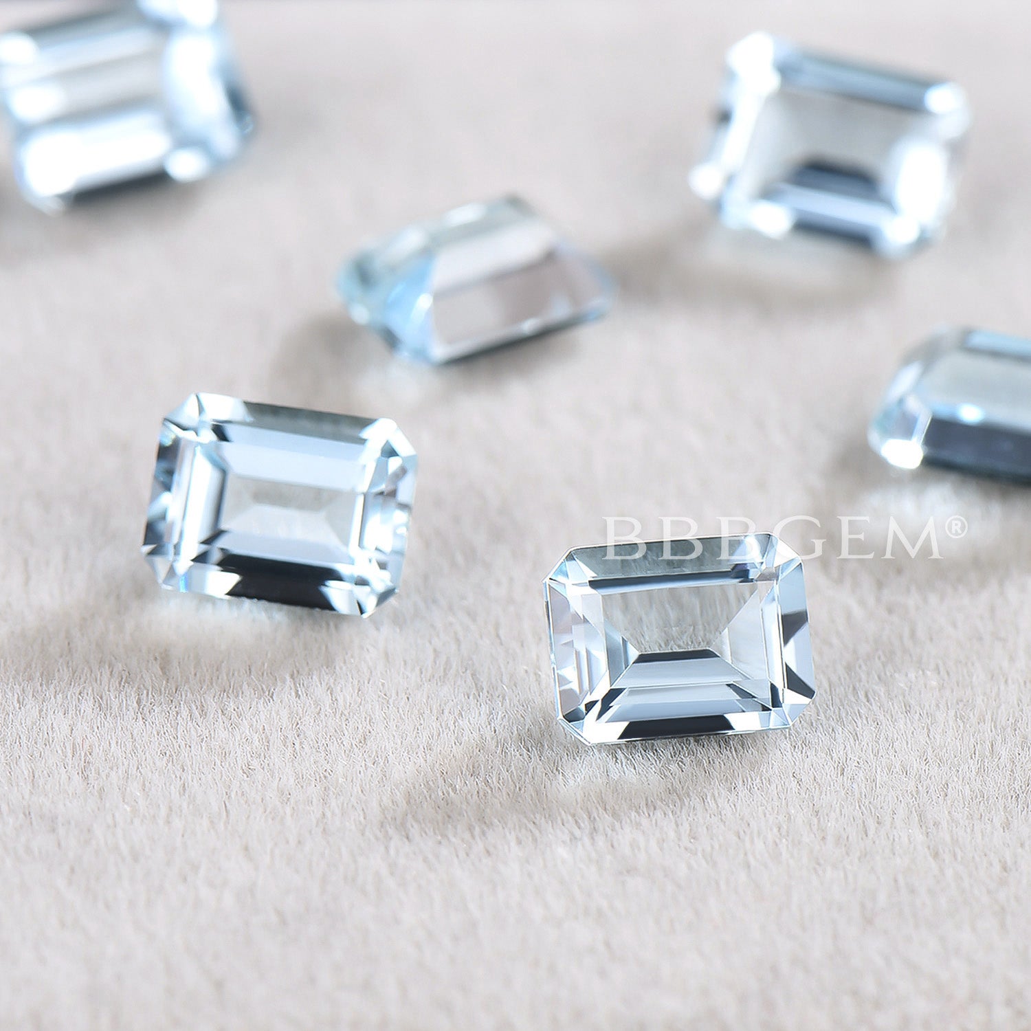 Wholesale Natural Aquamarine Loose Gemstones - Emerald Cut Blue Aquamarine for Jewelry Making, Engagement Rings & Healing Crystals