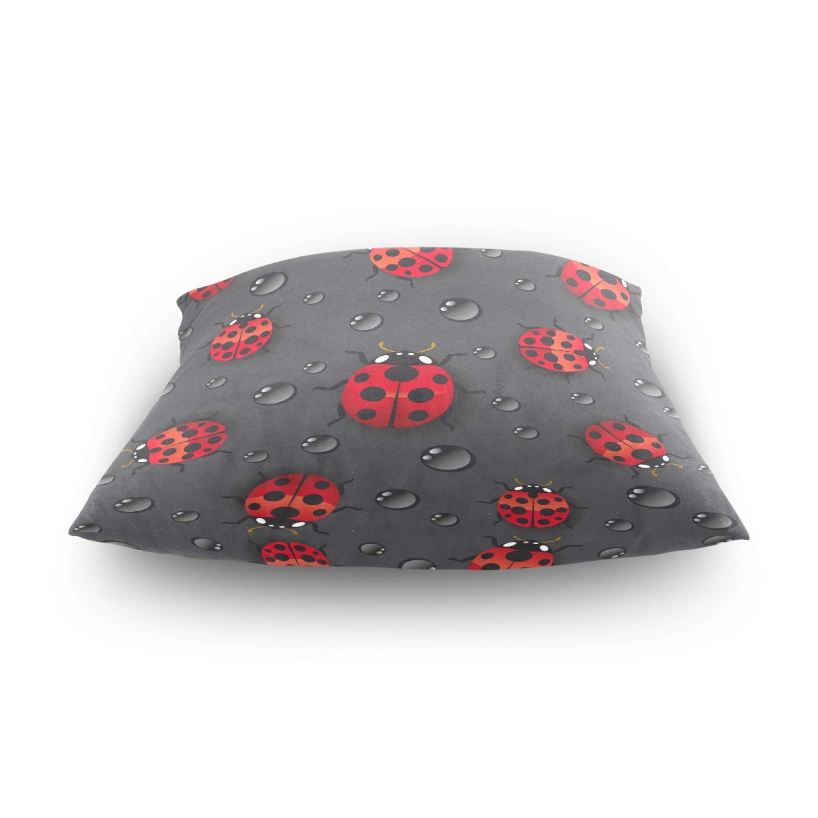 Red Ladybugs Decorative Throw Pillow Covers 18x18 Inch - Square Farmhouse Style Cushion Cases for Sofa, Couch, Bed & Home Decor | Perfect for Living Room, Nursery & Outdoor Use