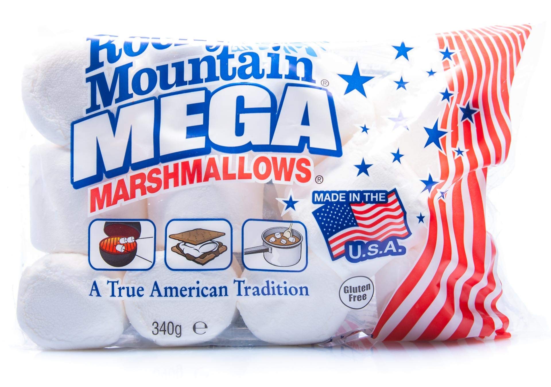 Rocky Mountain Mega Marshmallows - Giant 12oz (340g) Marshmallows for Campfires, S'mores & Hot Cocoa - Perfect for Outdoor Adventures & Family Gatherings