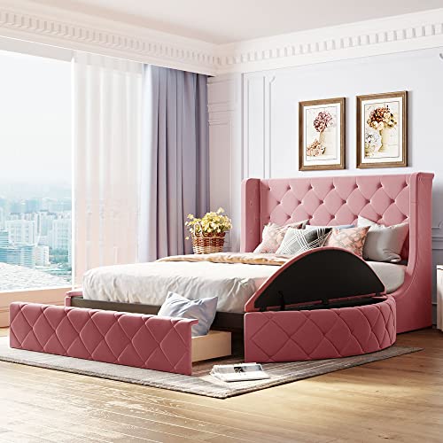 Pink With Drawer and 2 Stools