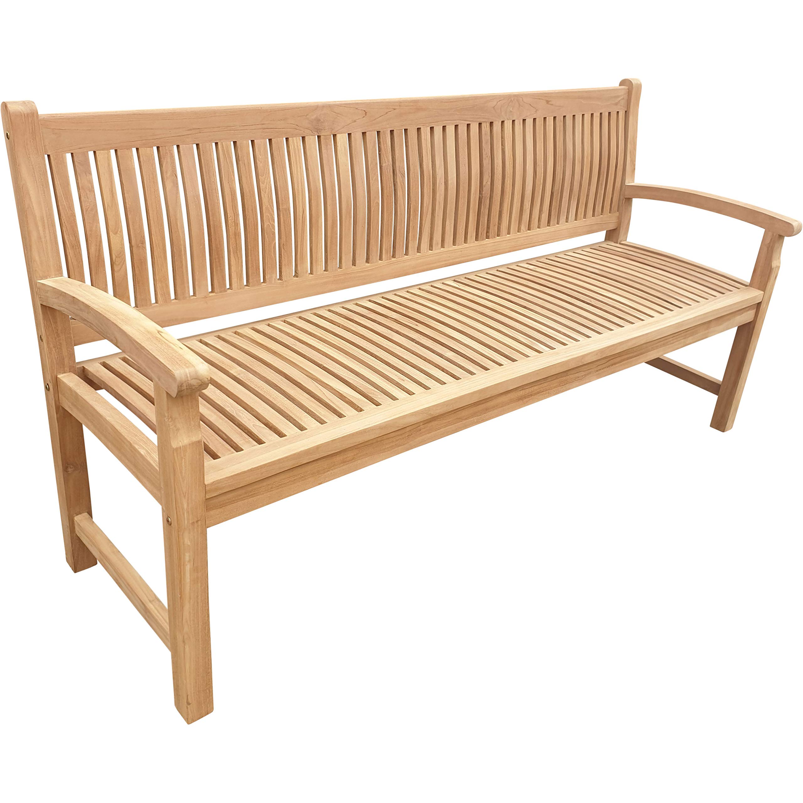 Premium 6-Foot Solid Teak Outdoor Patio Bench - Seven Seas Teak El Mar Collection | Weather-Resistant Garden Seating for Poolside, Deck, or Backyard Relaxation