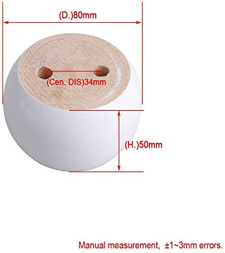 4PCS White Round Bun Feet Wood Sofa Legs - Solid Hardwood Furniture Legs for Cabinet, Ottoman, TV Stand & Dresser | DIY Home Decor Upgrade for Living Room & Bedroom