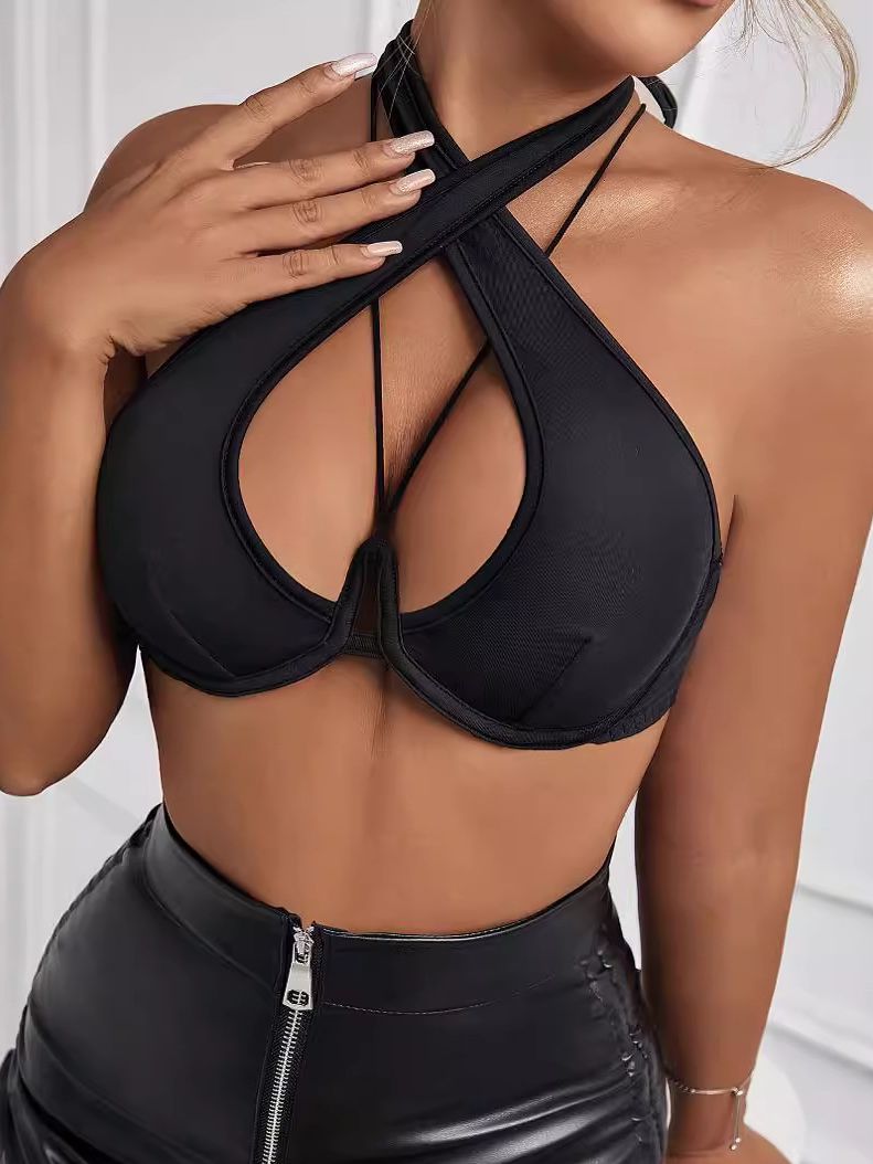 ZASUWA Women's Sexy Halter Hollow Out Backless Sports Bra - Comfortable Workout Top for Yoga, Gym & Running