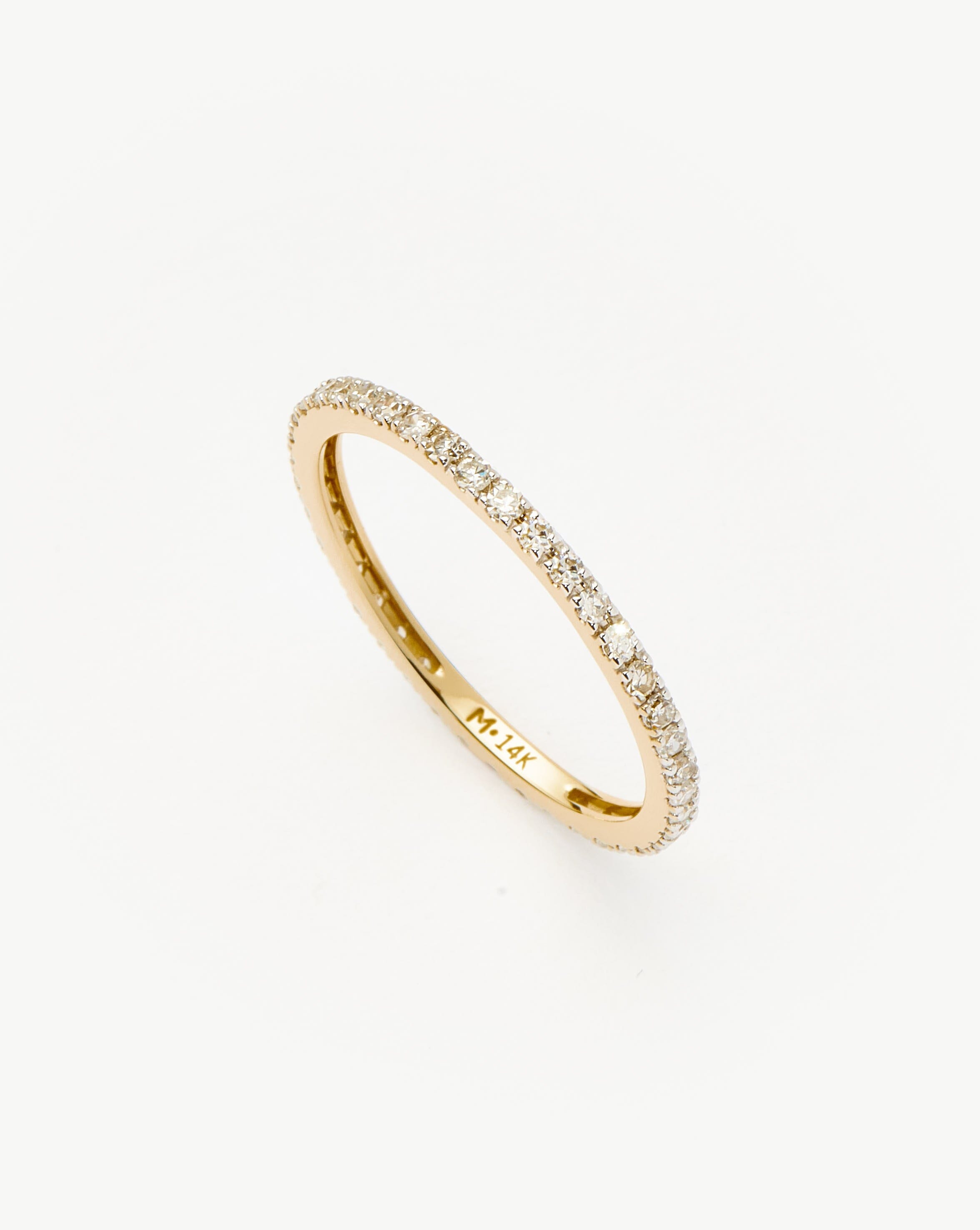 14K Solid Gold Diamond Eternity Ring for Women - Dainty & Slim Wedding Band, Anniversary Gift, Stackable Ring for Everyday Wear