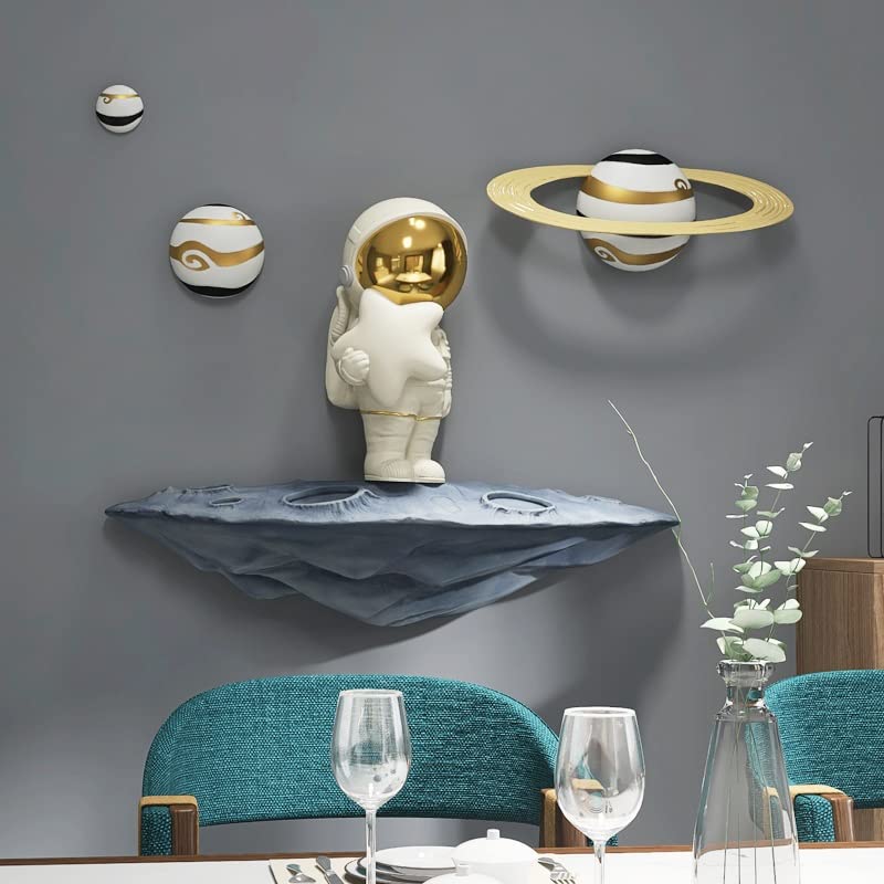 YYDX Nordic Resin Astronaut Statue - Funny Planet Hanging Pendant Wall Art Decor for Kids Room, Unique Space-Themed Boy & Girl Bedroom Decor - Perfect for Nursery, Playroom & Gift Giving